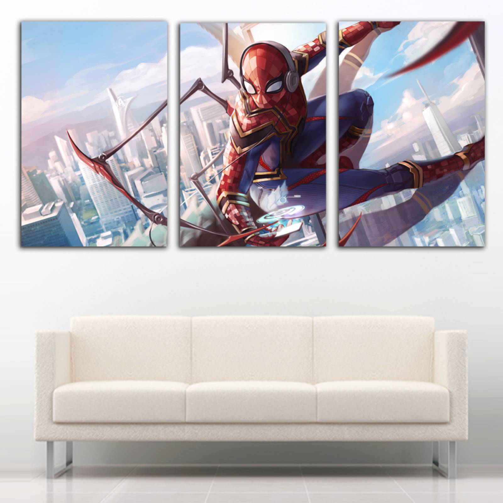Cuadro decorativo Spiderman Superheroes Pelicula Vengadores moderno decoración 168x86cm 3 piezas