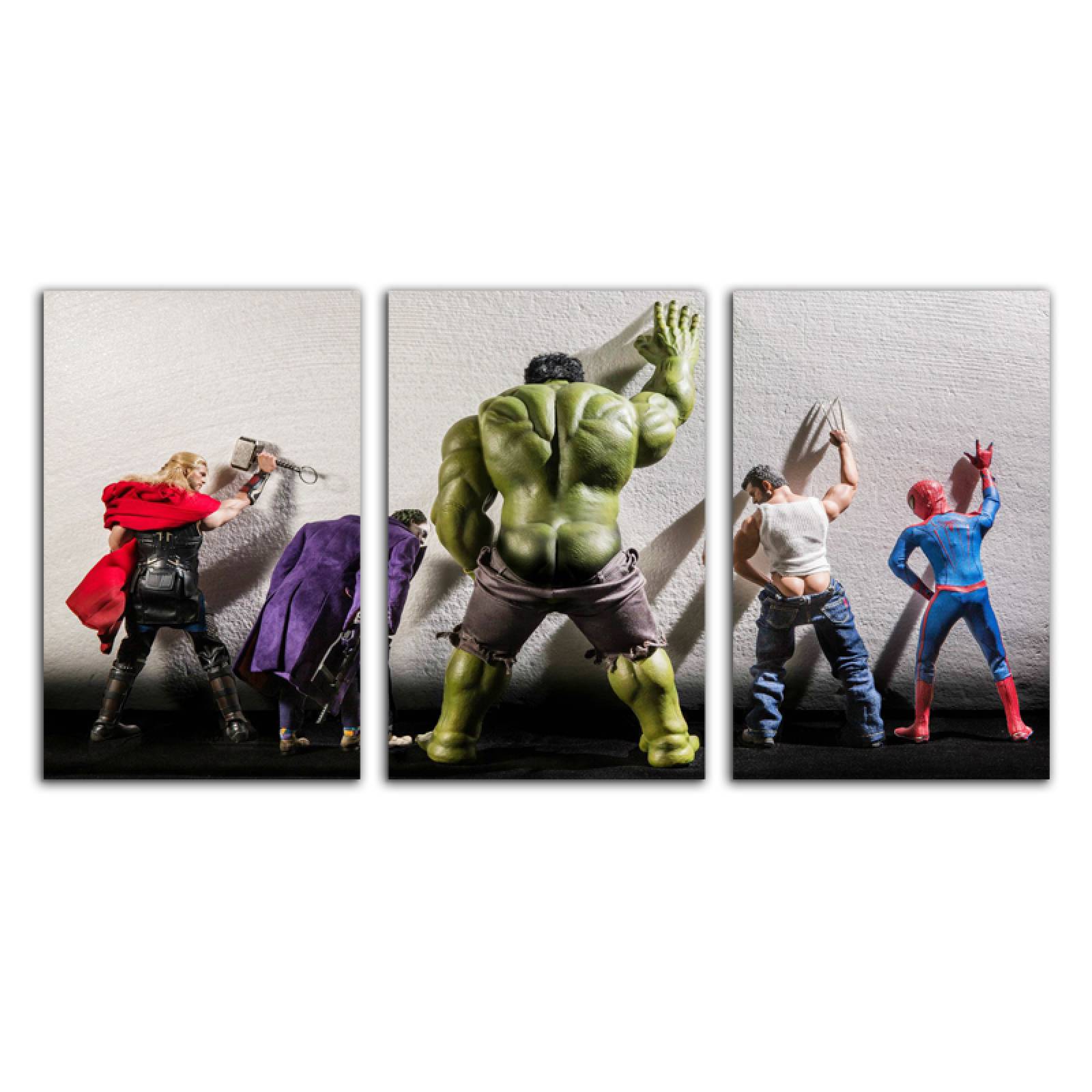 Cuadro decorativo Hulk,Thor, Spiderman, Joker, Wolverine Superheroes moderno decoración 168x86cm 3 piezas