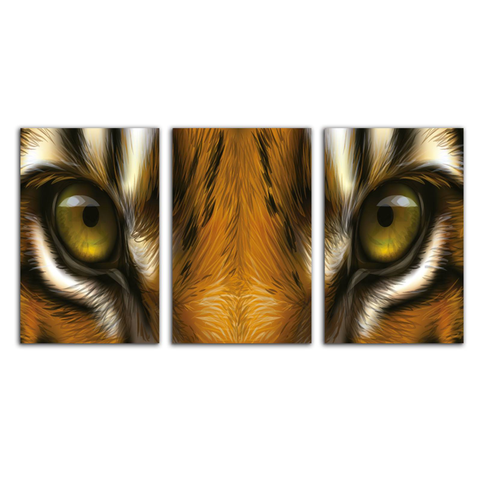 Cuadro decorativo Ojos de Tigre de Bengala Naranja moderno decoración 168x86cm 3 piezas