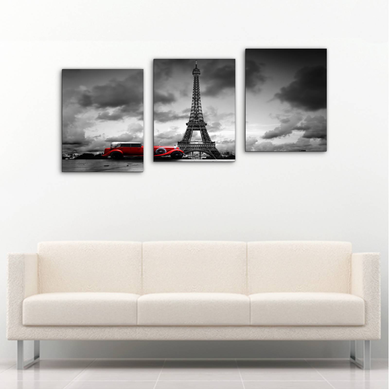 Cuadro decorativo Torre Eiffel Paris Moderno Decoración 120x60cm 3 piezas