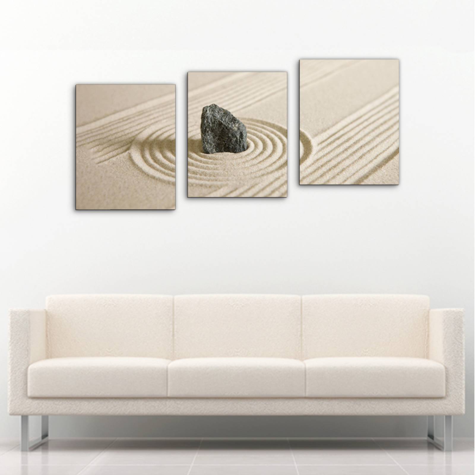 Cuadro decorativo Jardín Zen Meditación Moderno Decoración 120x60cm 3 piezas