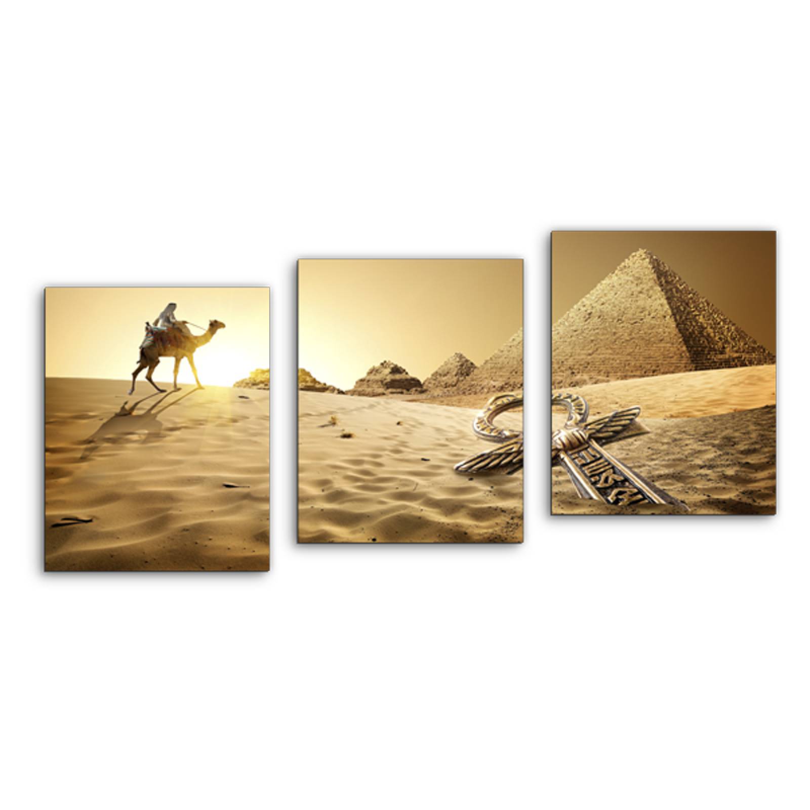 Cuadro decorativo Piramides Paisaje Desierto Moderno Decoración 120x60cm 3 piezas