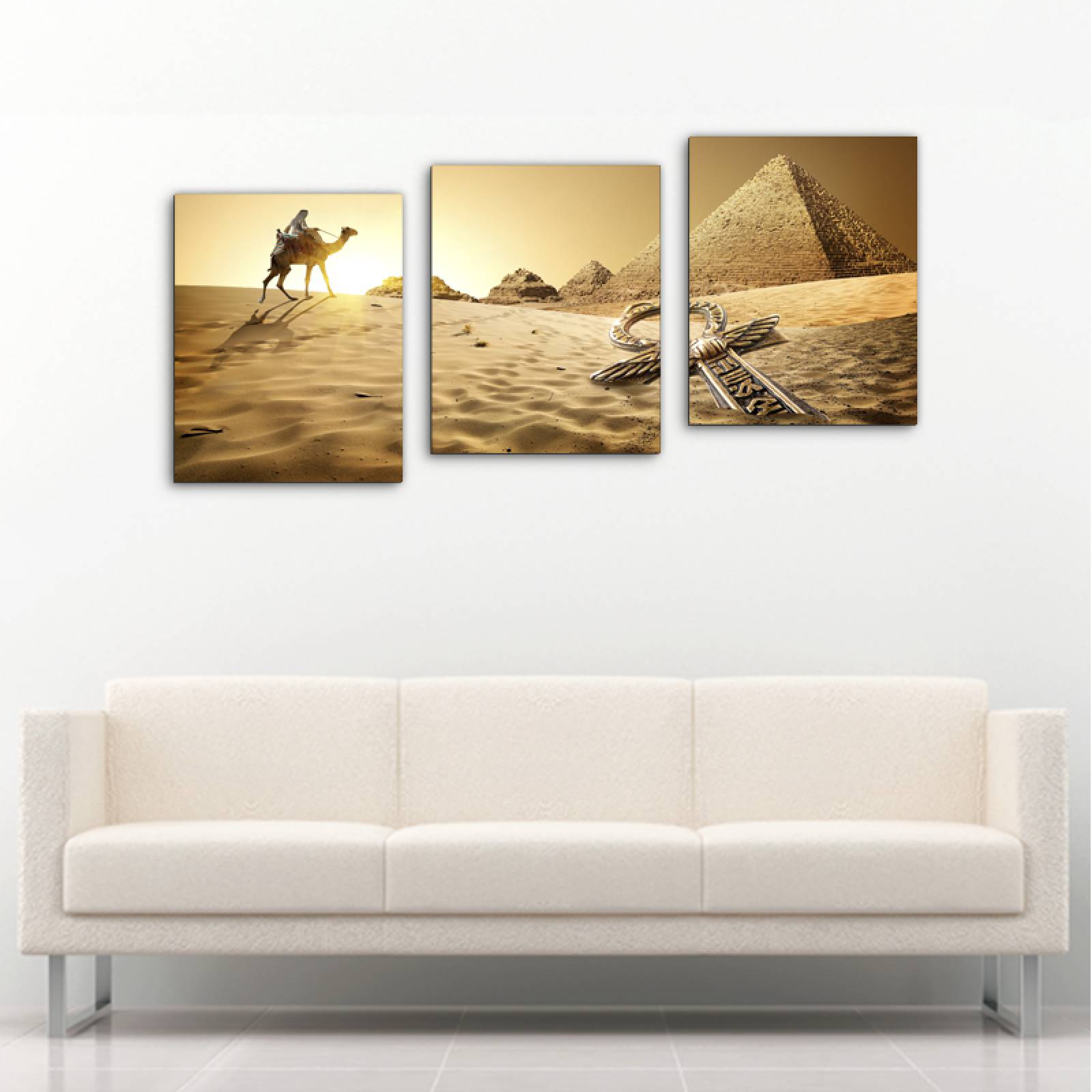 Cuadro decorativo Piramides Paisaje Desierto Moderno Decoración 120x60cm 3 piezas