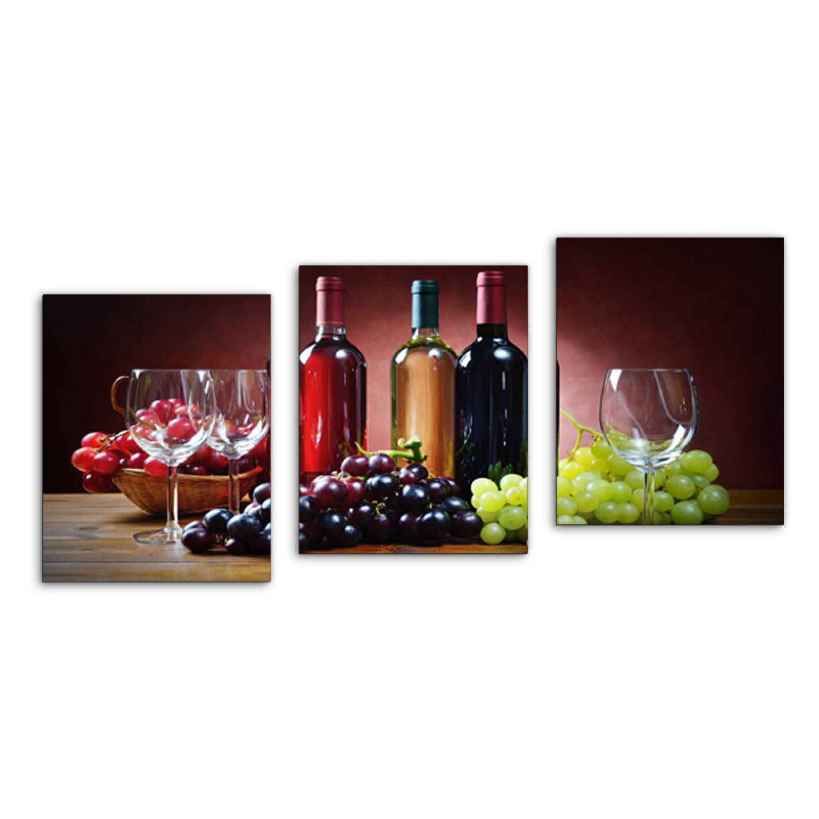 Cuadro decorativo Vinos Bodegón Moderno Decoración 120x60cm 3 piezas