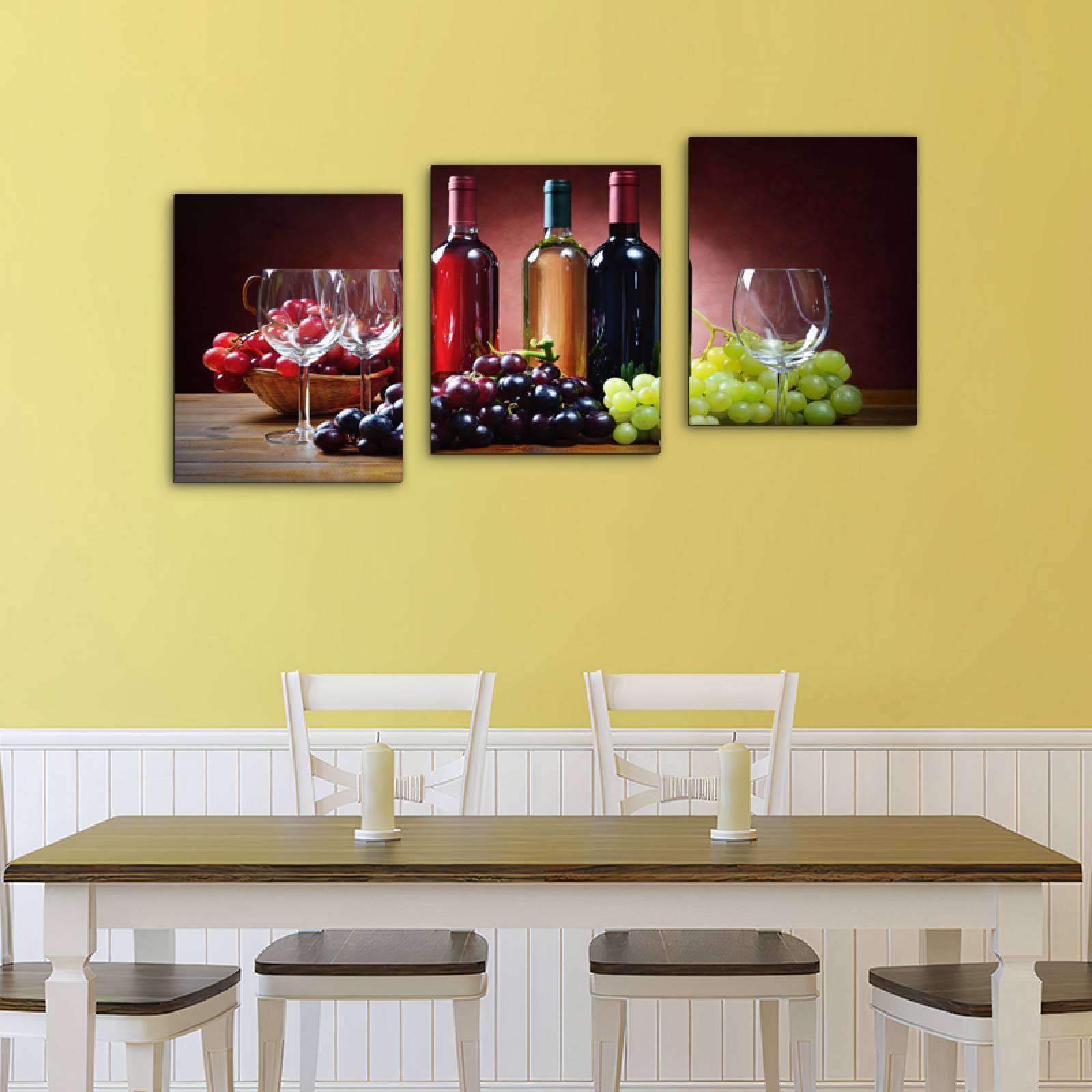 Cuadro decorativo Vinos Bodegón Moderno Decoración 120x60cm 3 piezas