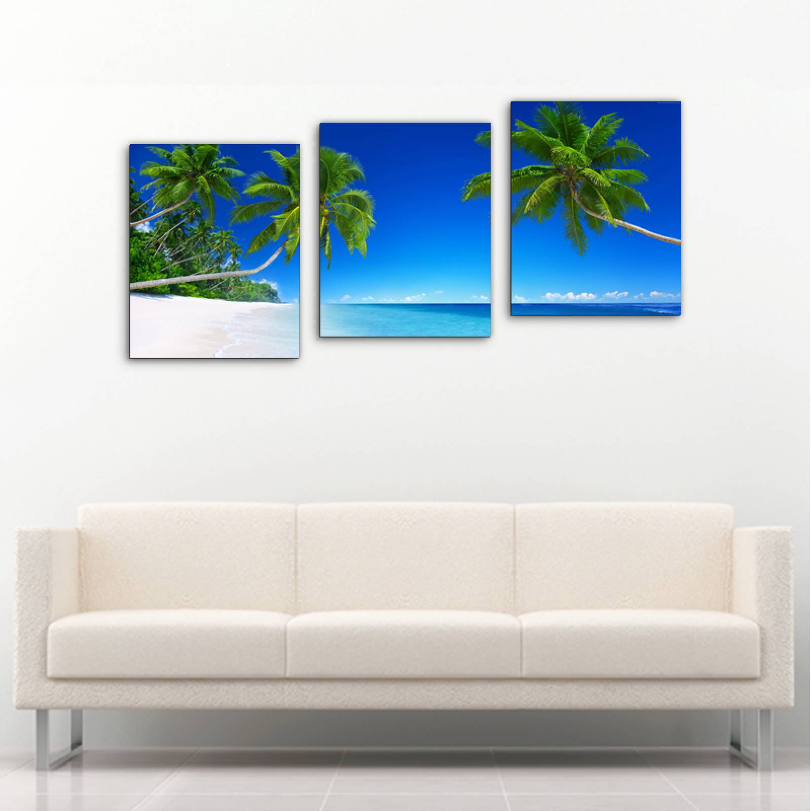 Cuadro decorativo Playa Paisaje Natural Azul Moderno Decoración 120x60cm 3 piezas