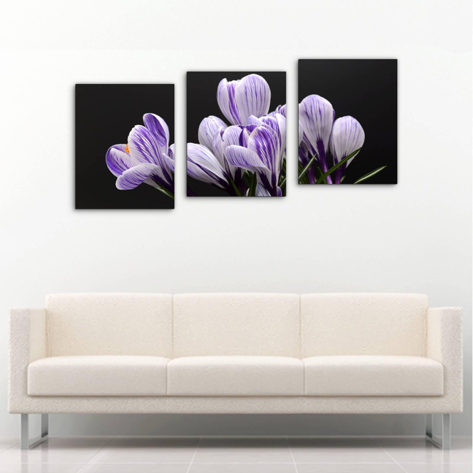 Cuadro decorativo Flor de Primavera Lila y Morado Moderno Decoración 120x60cm 3 piezas