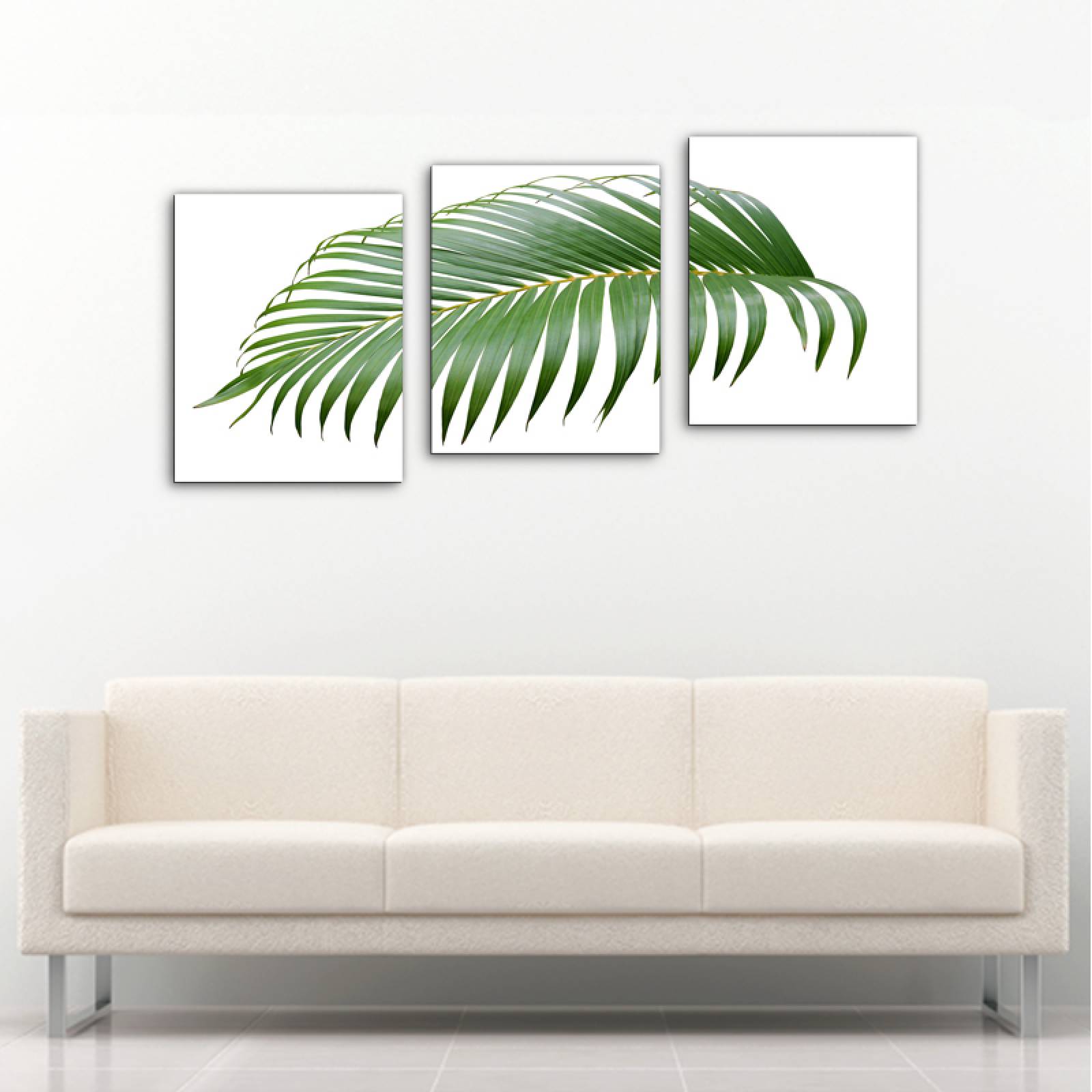 Cuadro decorativo Hoja de Palma Minimalista Moderno Decoración 120x60cm 3 piezas
