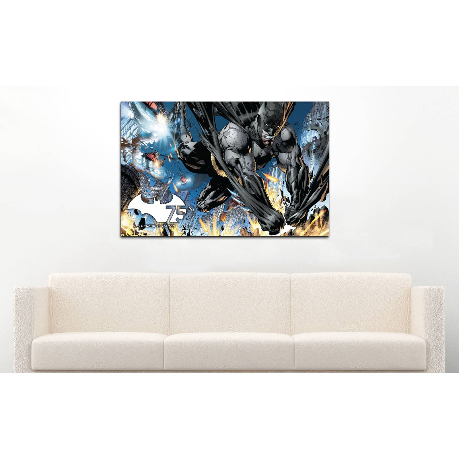 Cuadro de Pared Batman 75 Aniversario Comics Moderno Decoracíon 86x56cm