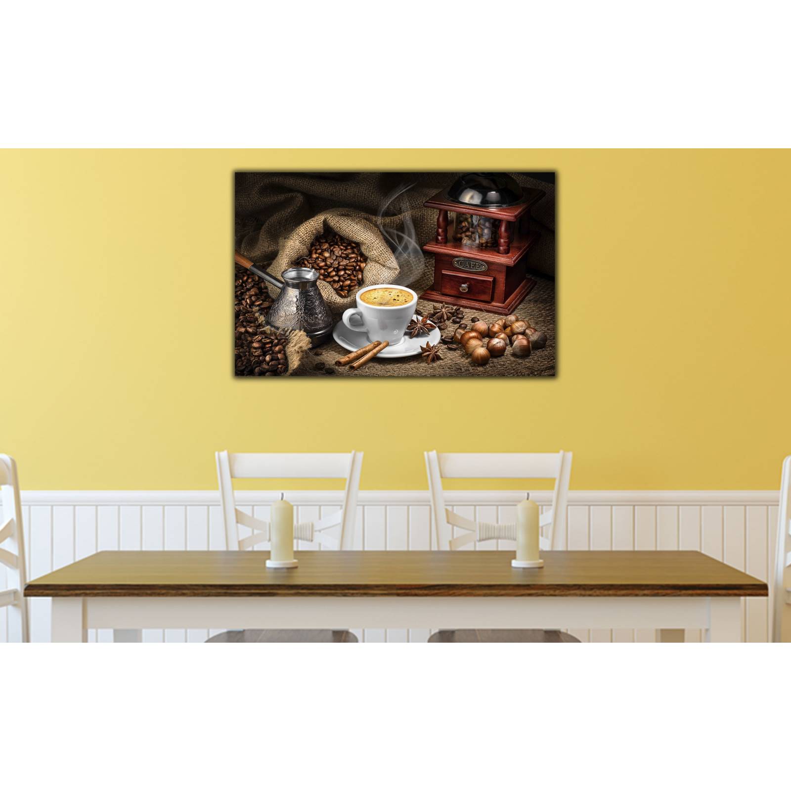 Cuadro de Pared Granos de Café Moderno Decoracíon 86x56cm