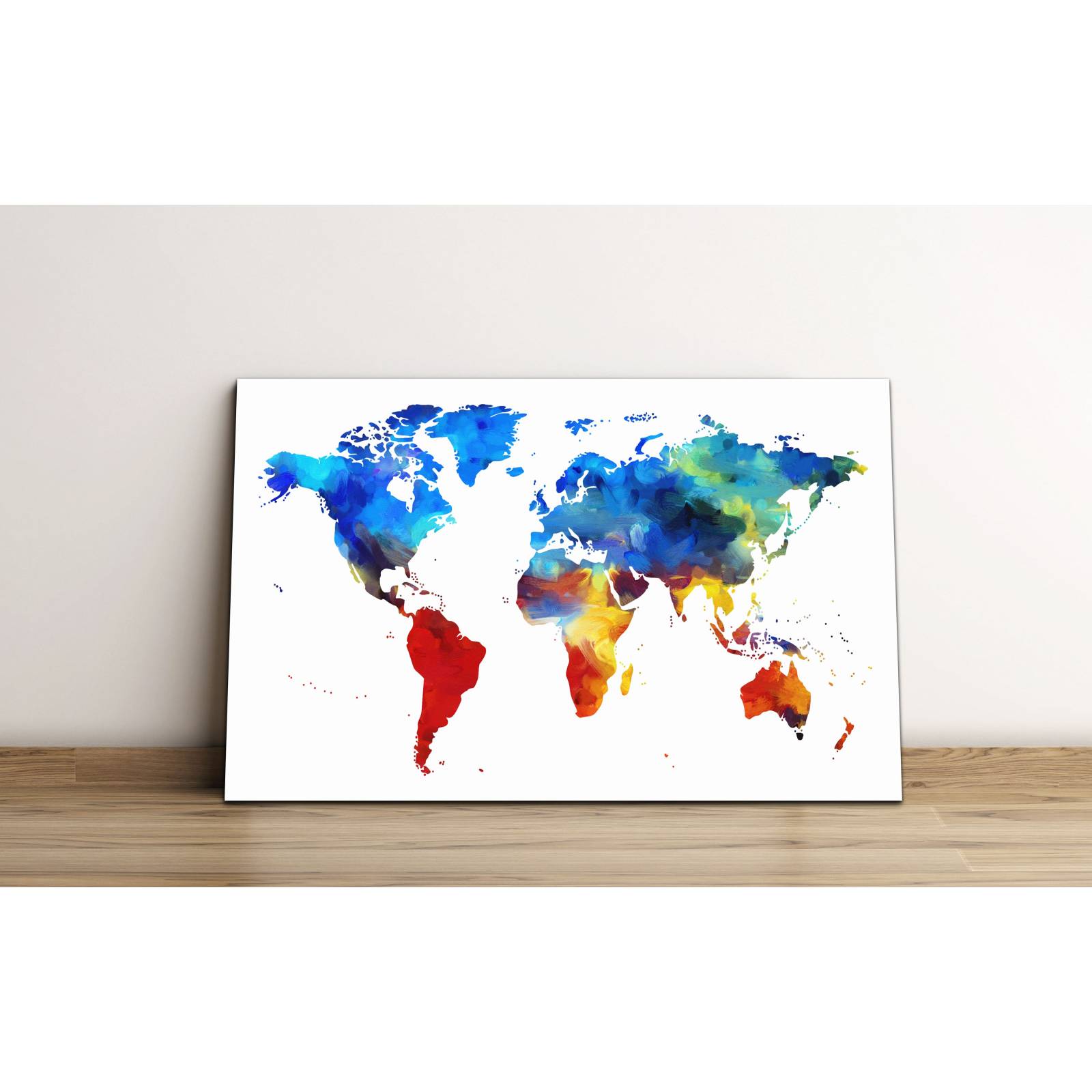 Cuadro de Pared Continentes del Mundo Estilo Acuarela Moderno Decoracíon 86x56cm