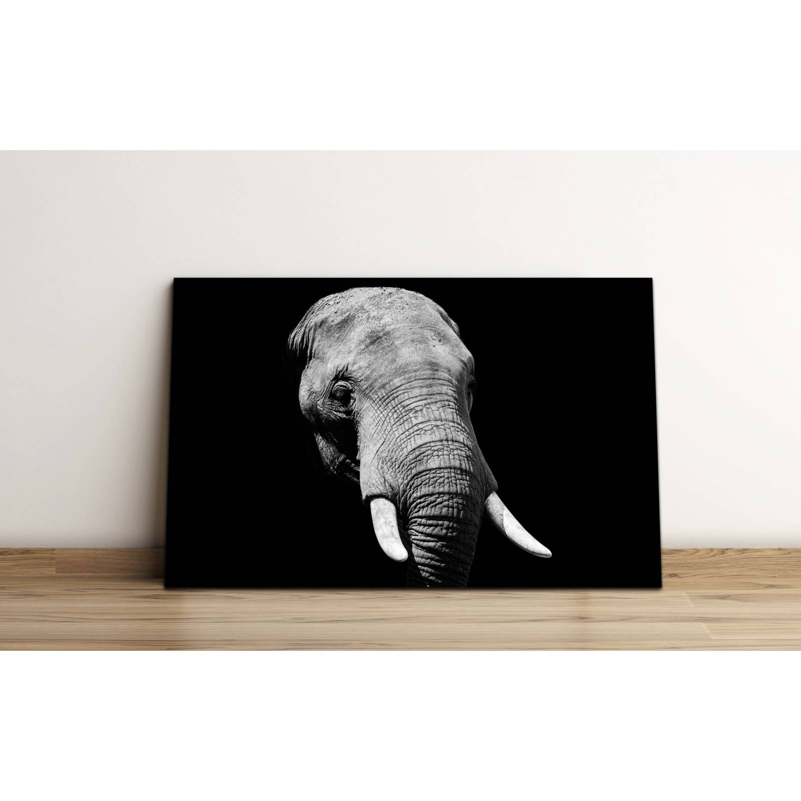 Cuadro de Pared Elefante Blanco y Negro Minimalista Moderno Decoracíon 86x56cm