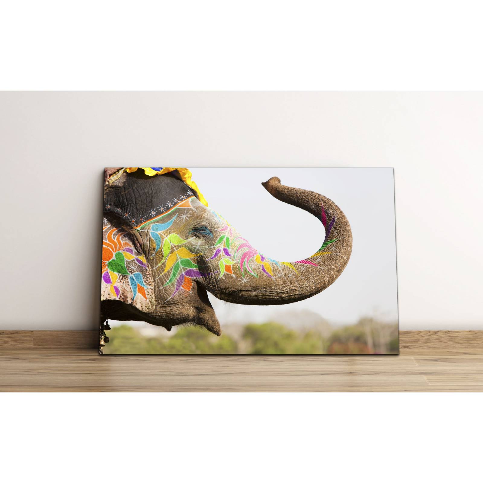 Cuadro de Pared Elefante hindú Festival Moderno Decoracíon 86x56cm