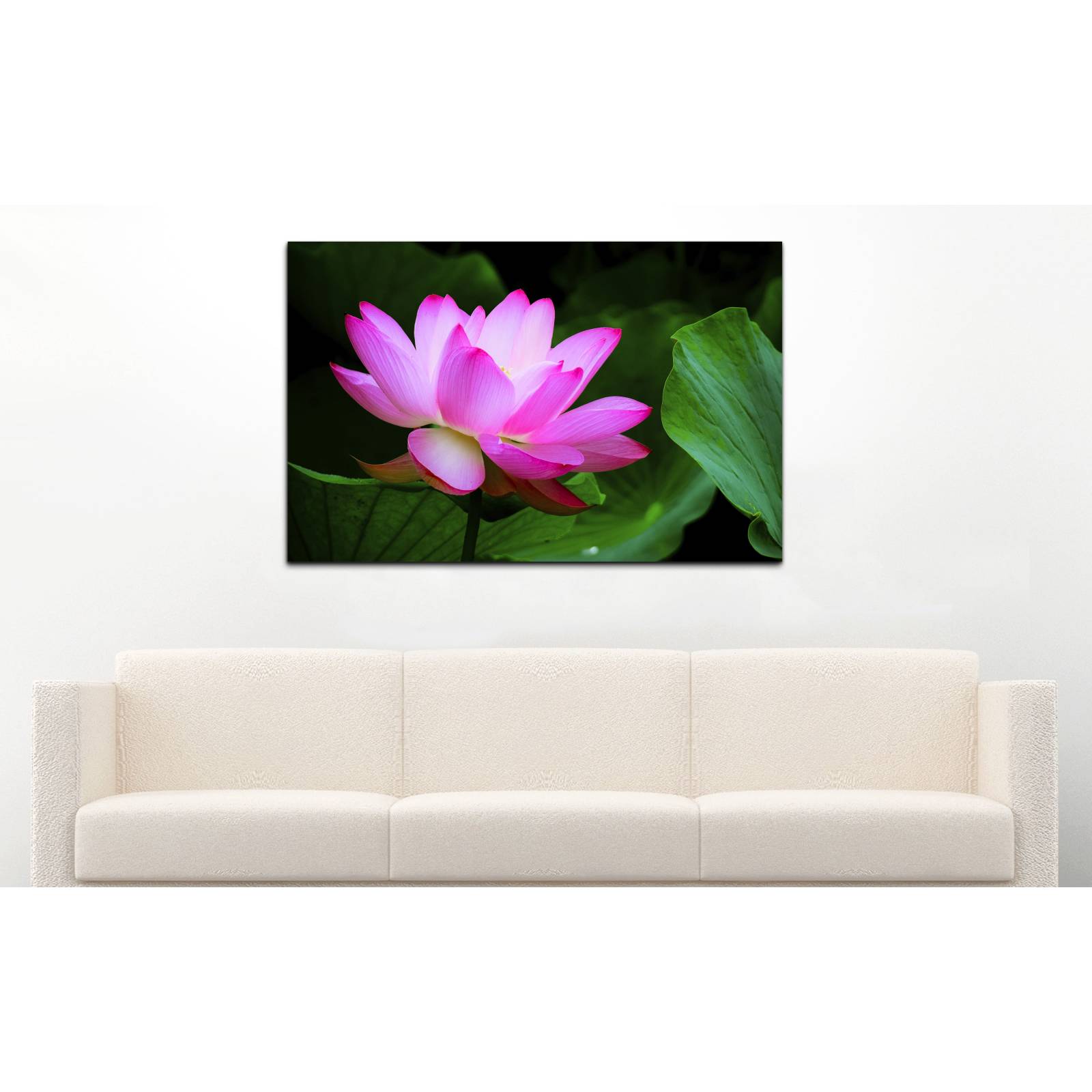 Cuadro de Pared Flor Loto Rosa Moderno Decoracíon 86x56cm