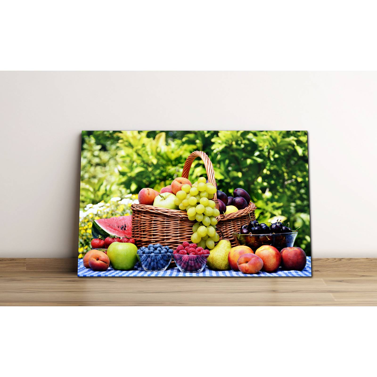 Cuadro de Pared Frutas Canasta Picnic Moderno Decoracíon 86x56cm