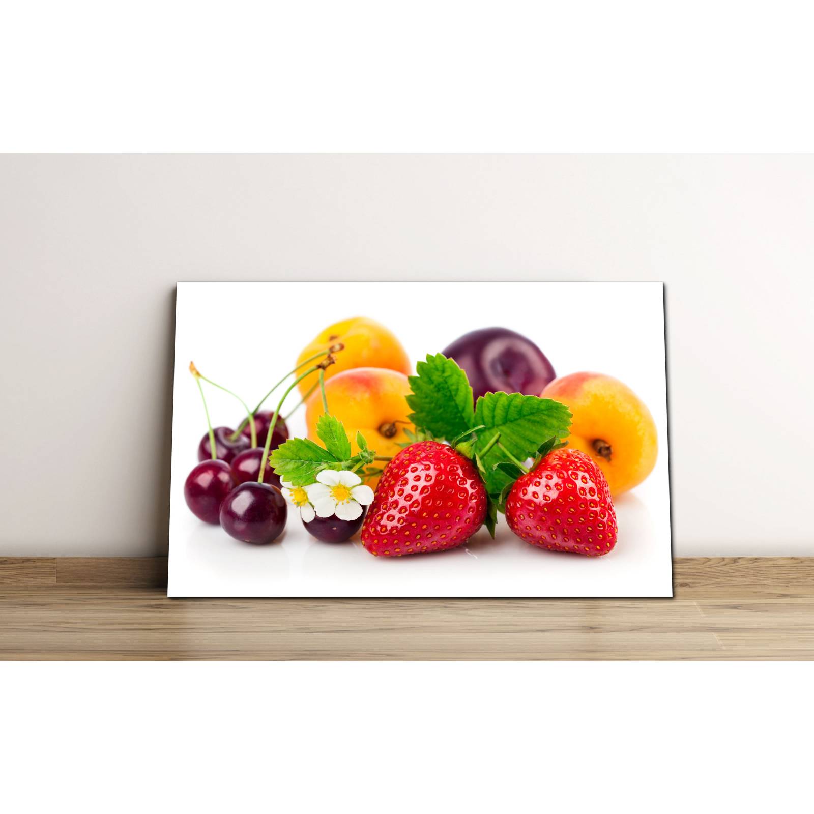 Cuadro de Pared Fresas, Duraznos, Cerezas y Manzanas Moderno Decoracíon 86x56cm