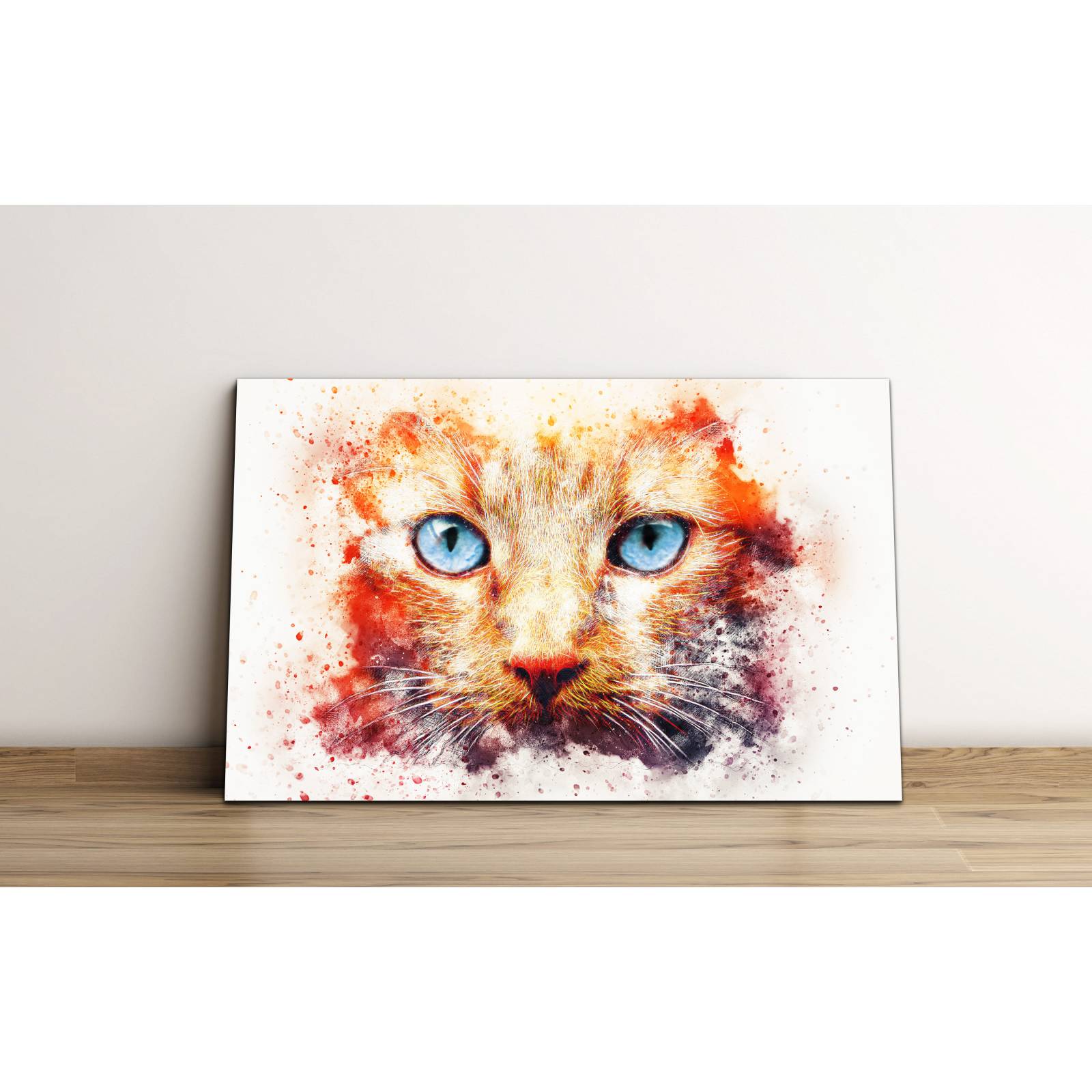 Cuadro de Pared Gato estilo Acuarela Moderno Decoracíon 86x56cm