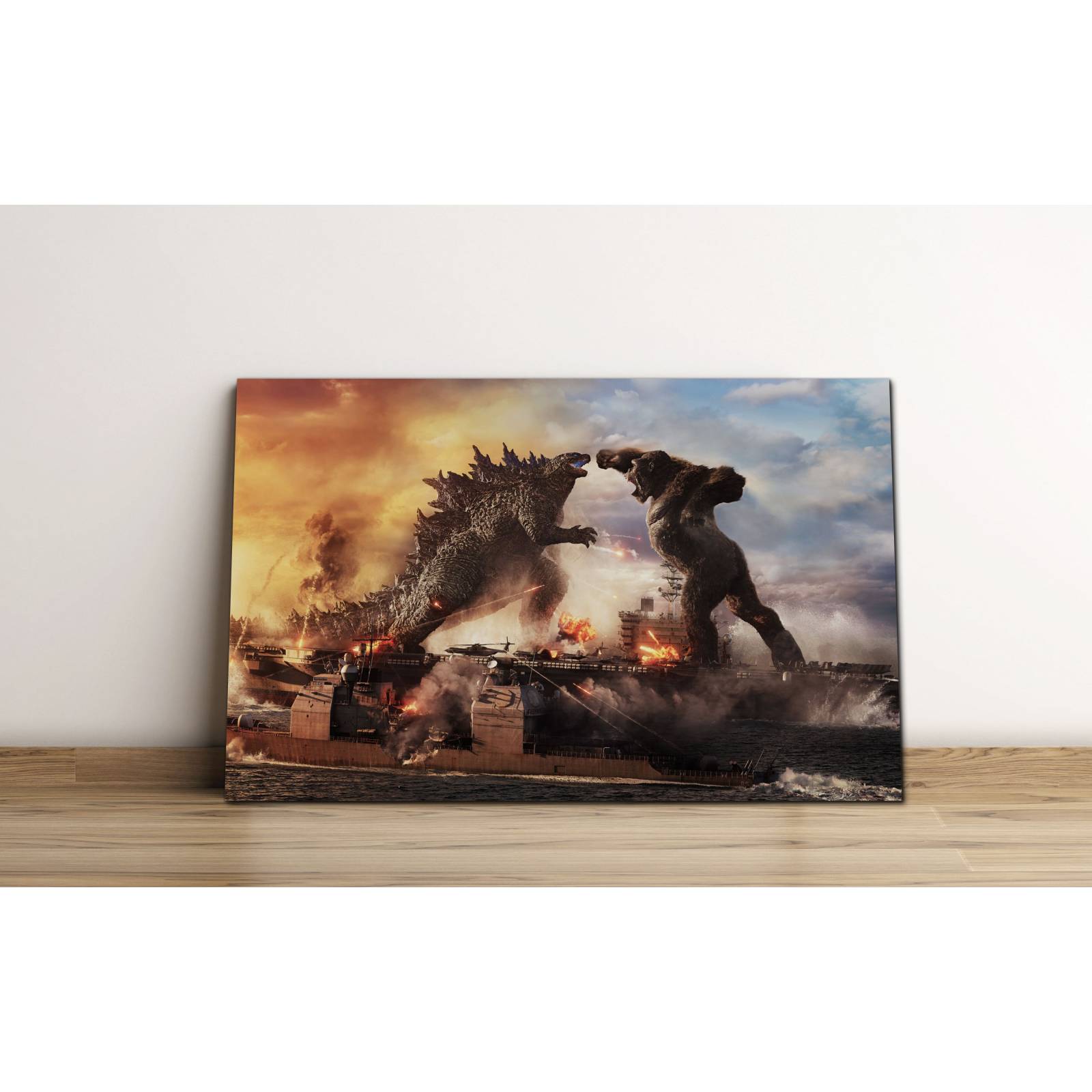 Cuadro de Pared Godzilla VS Kong Pelicula Moderno Decoracíon 86x56cm