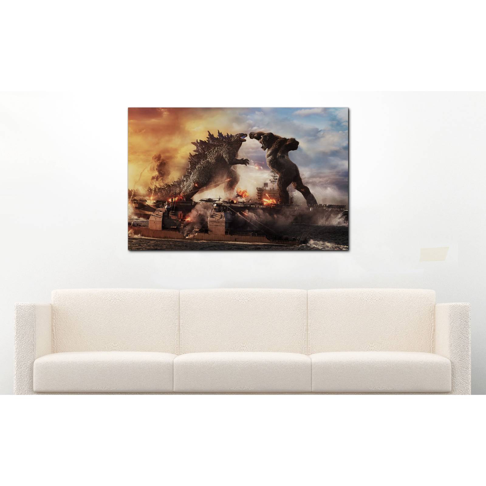 Cuadro de Pared Godzilla VS Kong Pelicula Moderno Decoracíon 86x56cm