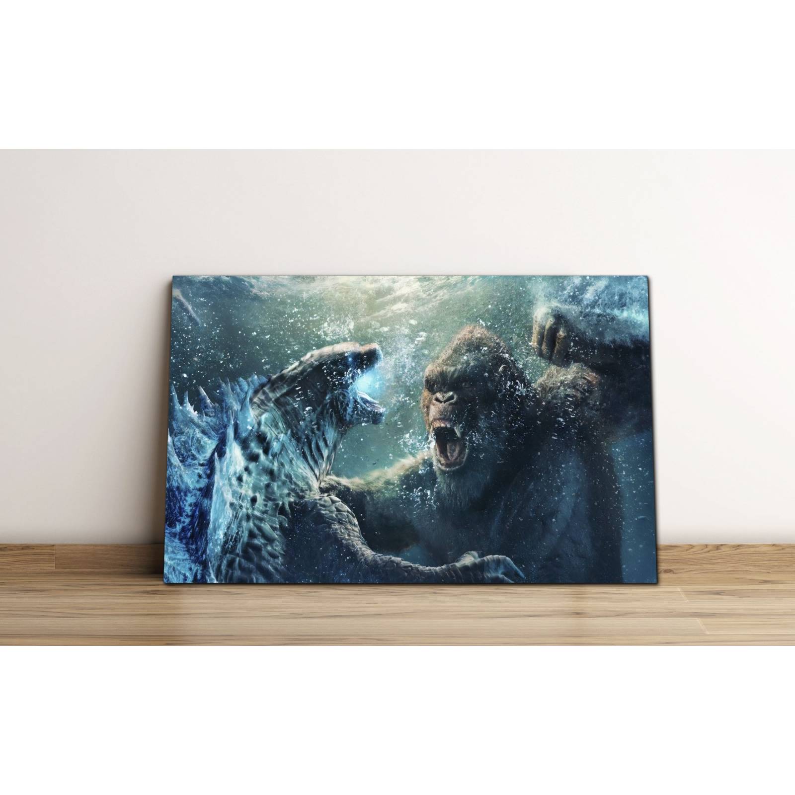Cuadro de Pared Godzilla VS Kong Pelicula Pelea Moderno Decoracíon 86x56cm