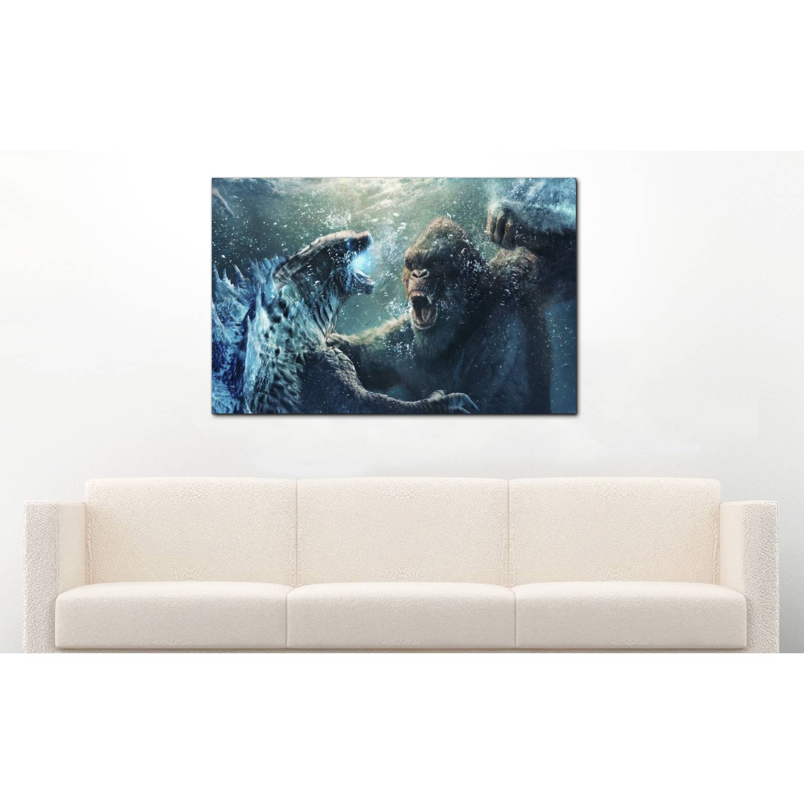 Cuadro de Pared Godzilla VS Kong Pelicula Pelea Moderno Decoracíon 86x56cm