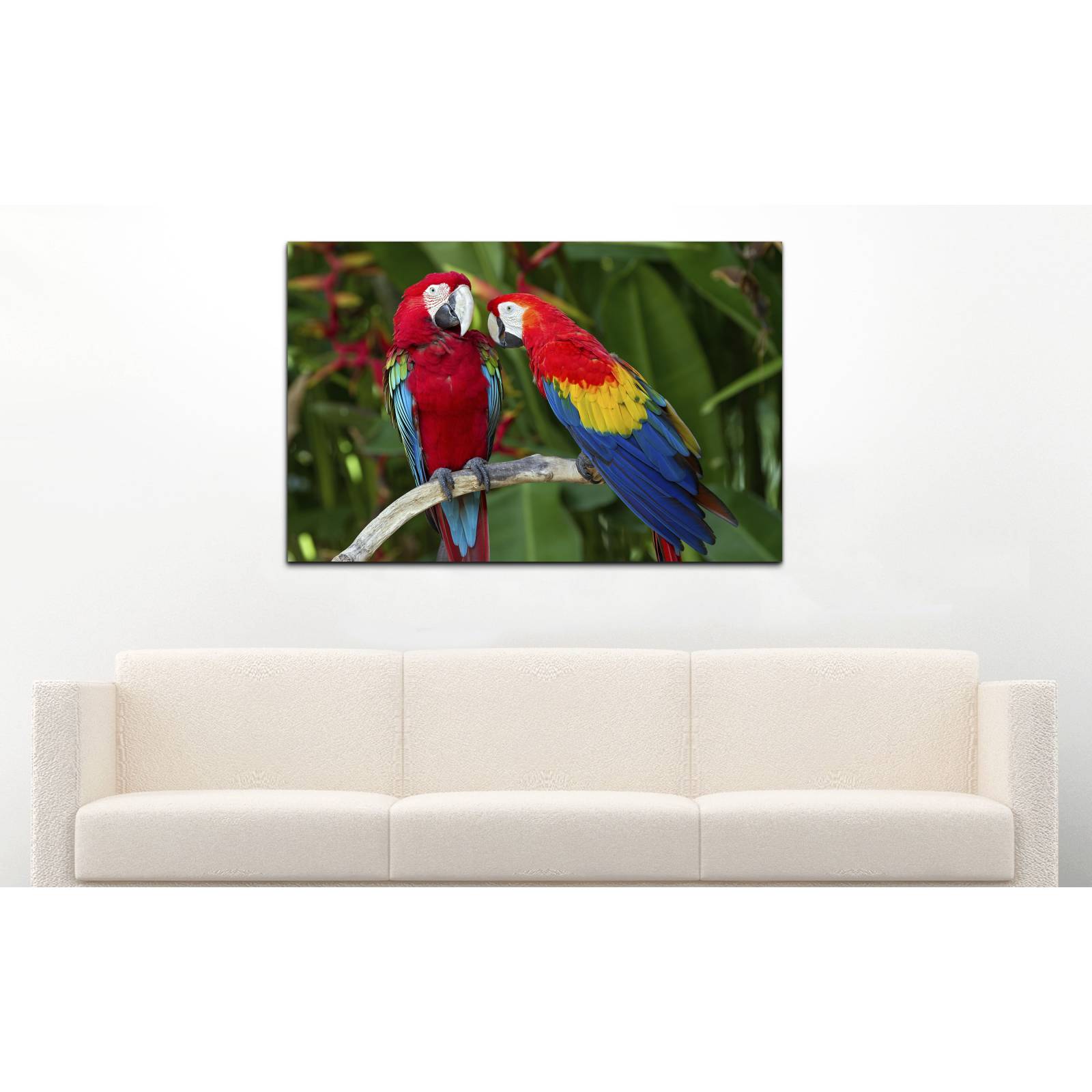 Cuadro de Pared Guacamayas Pareja Moderno Decoracíon 86x56cm