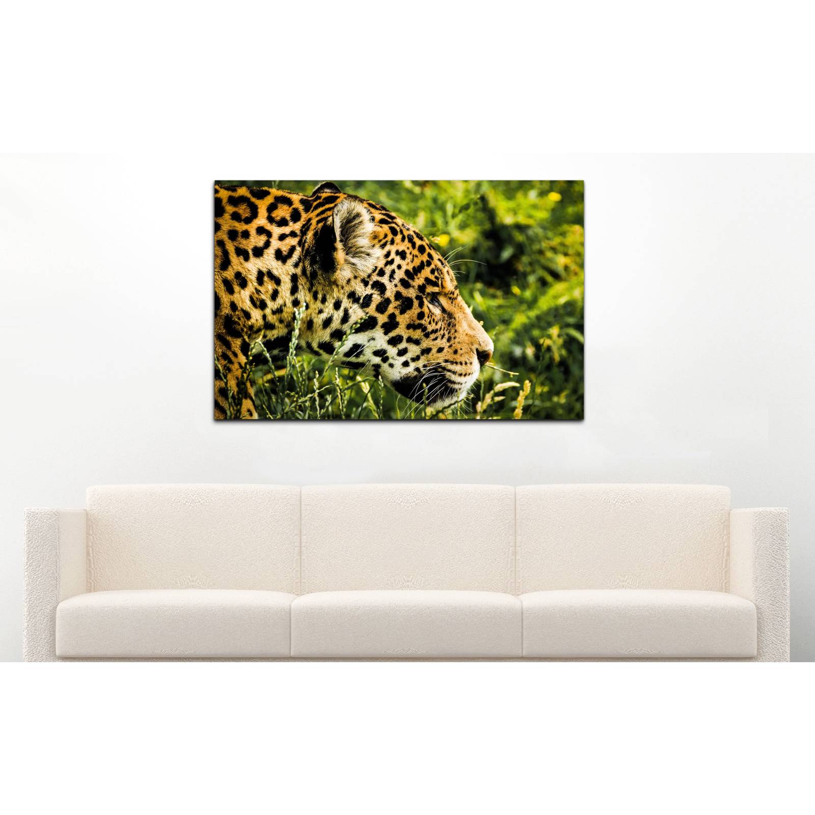 Cuadro de Pared Jaguar Cazando Moderno Decoracíon 86x56cm