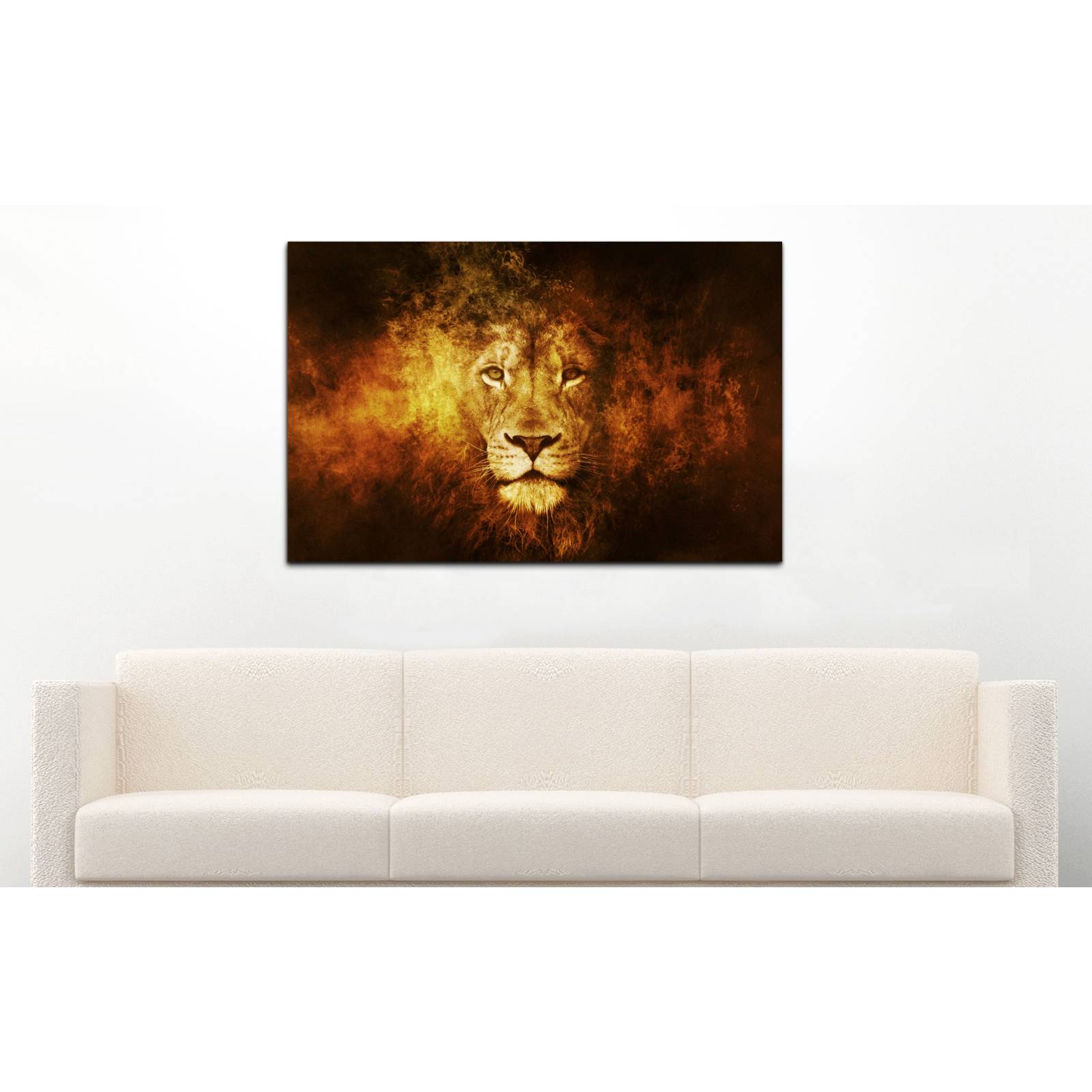 Cuadro de Pared León de Fuego Moderno Decoracíon 86x56cm