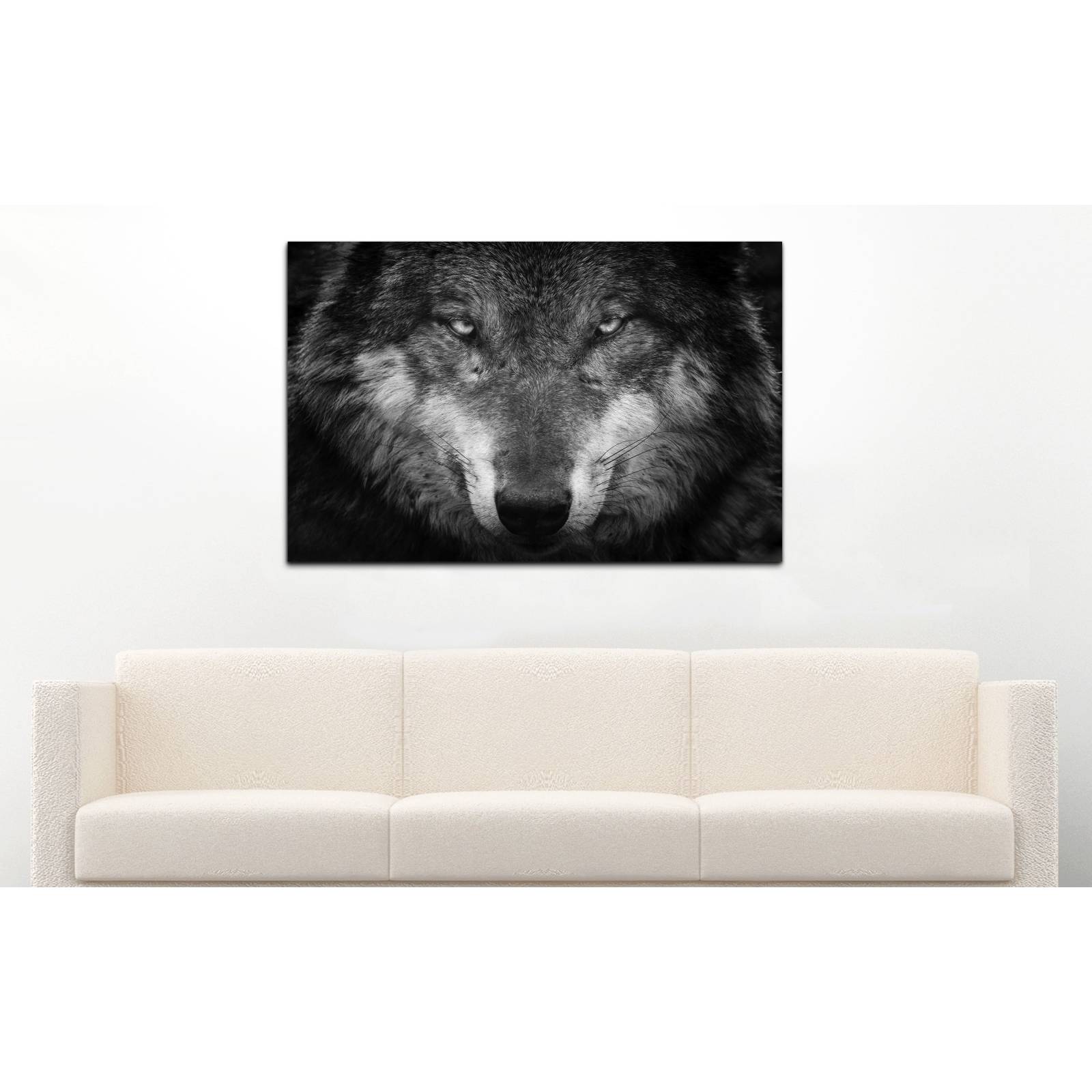 Cuadro de Pared Lobo Gris Moderno Decoracíon 86x56cm