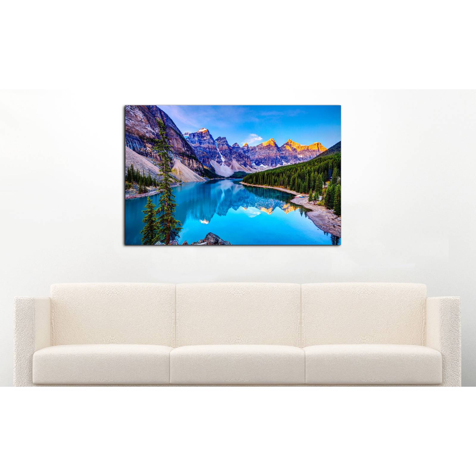 Cuadro de Pared Paisaje Montañas Río Moderno Decoracíon 86x56cm