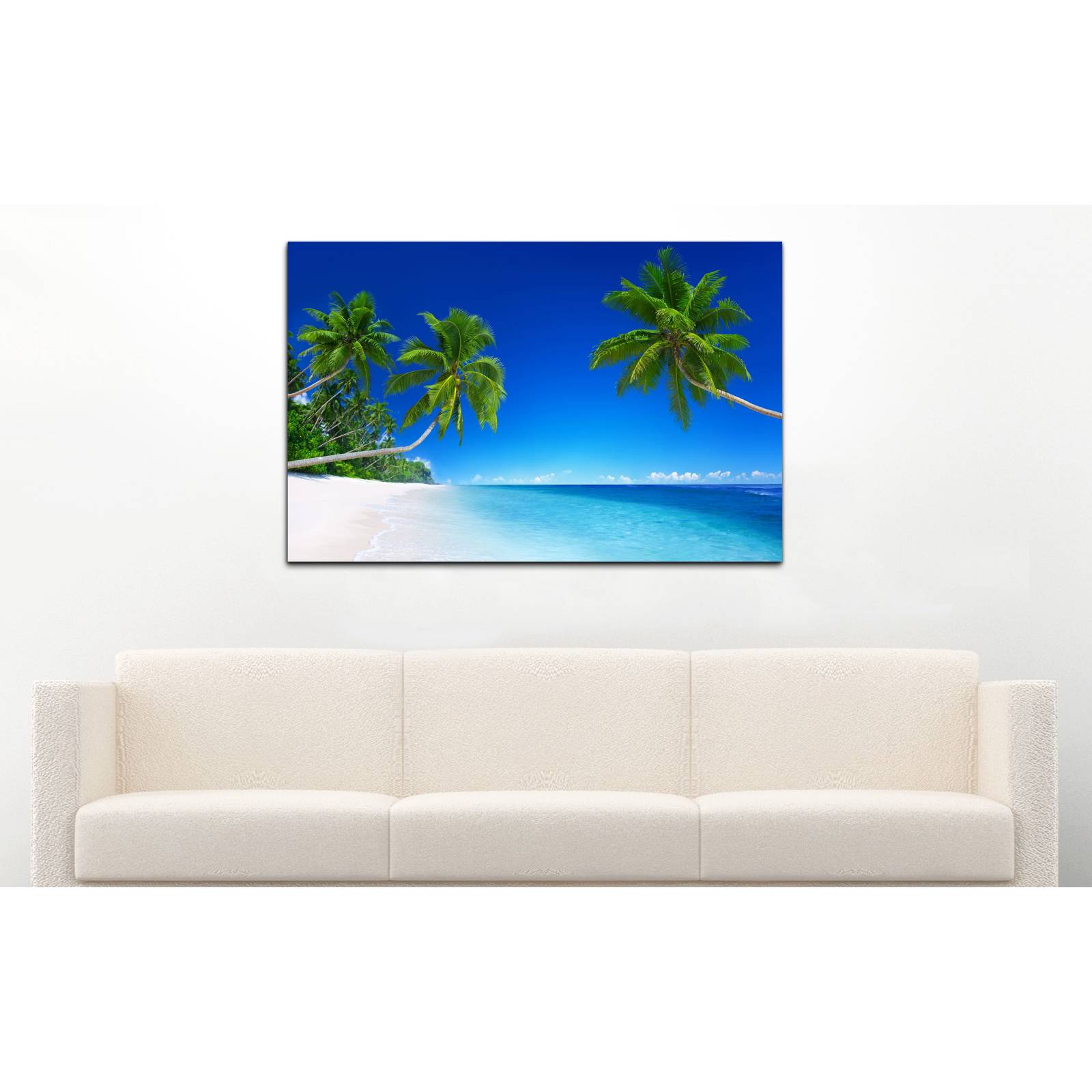 Cuadro de Pared Paisaje Playa y Palmeras Moderno Decoracíon 86x56cm