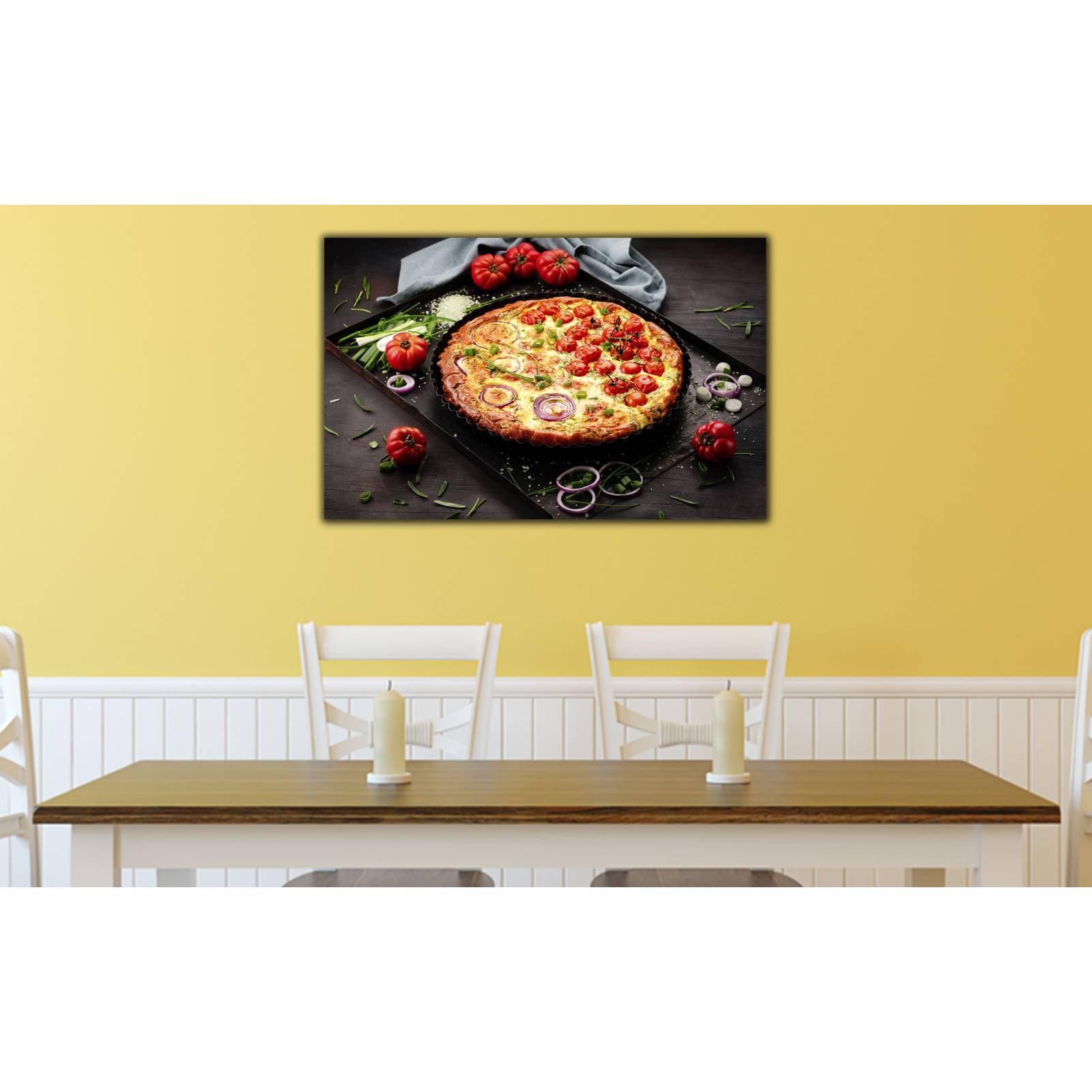 Cuadro de Pared Pizza Italiana Vegetariana Decoracíon para Comedor 86x56cm