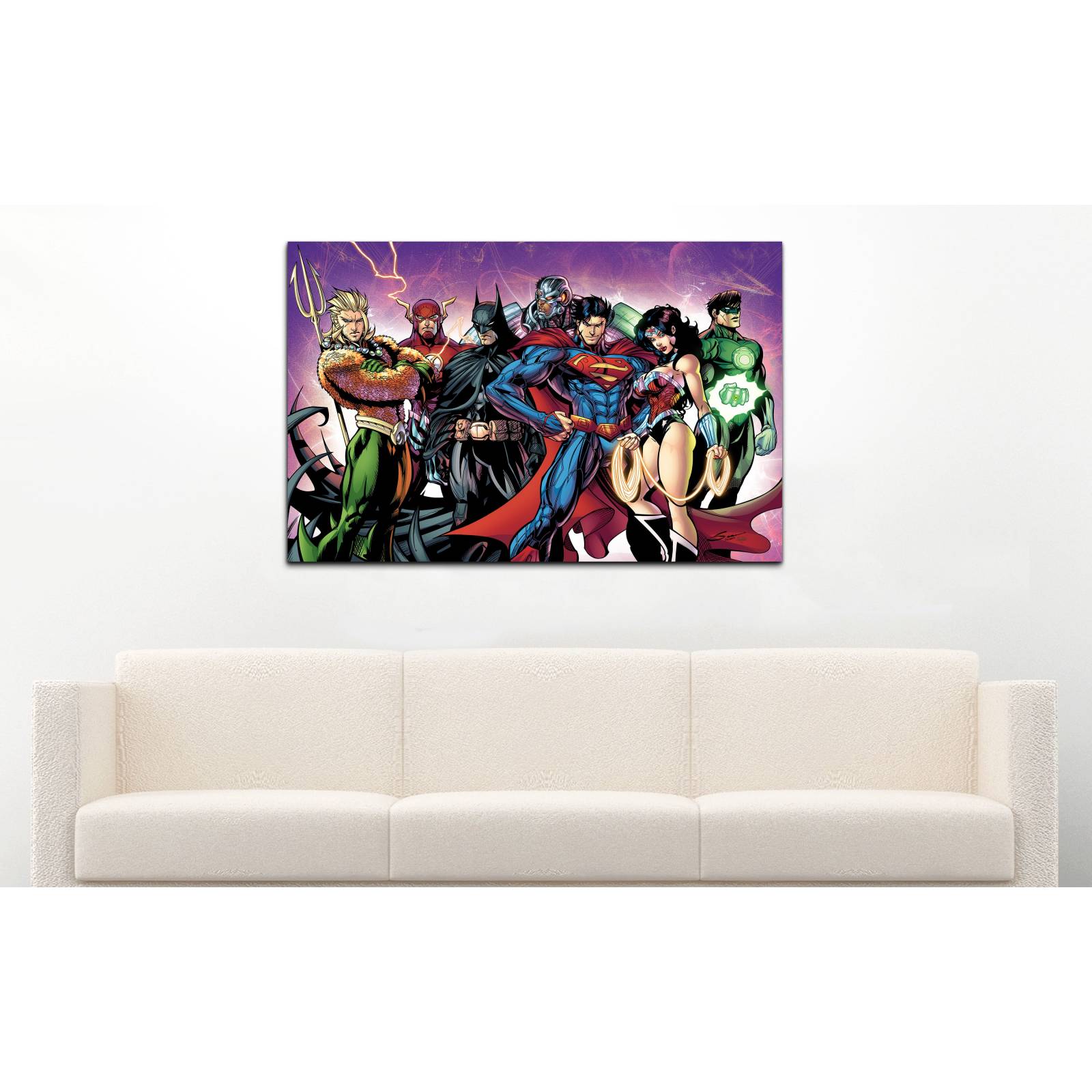 Cuadro de Pared Superheroes Liga de la Justicia Moderno Decoracíon 86x56cm