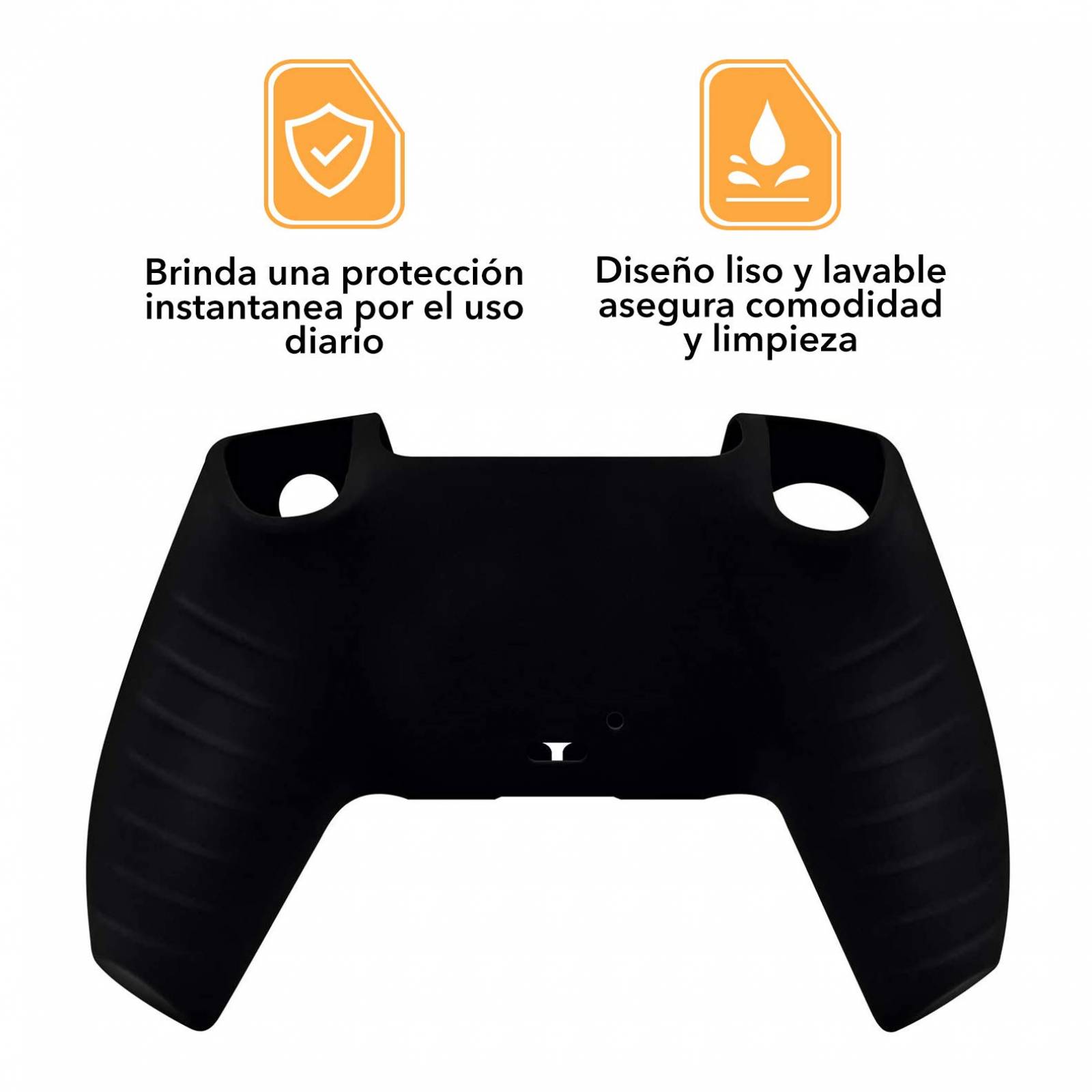 PS5 Funda Silicona + 2 Grips Texturizados (Negro) Alomia Funda de Silicon para controles de PS5 - Estuche de silicon antideslizante, Funda protectora, Cubierta para control de Sony Playstation 5.