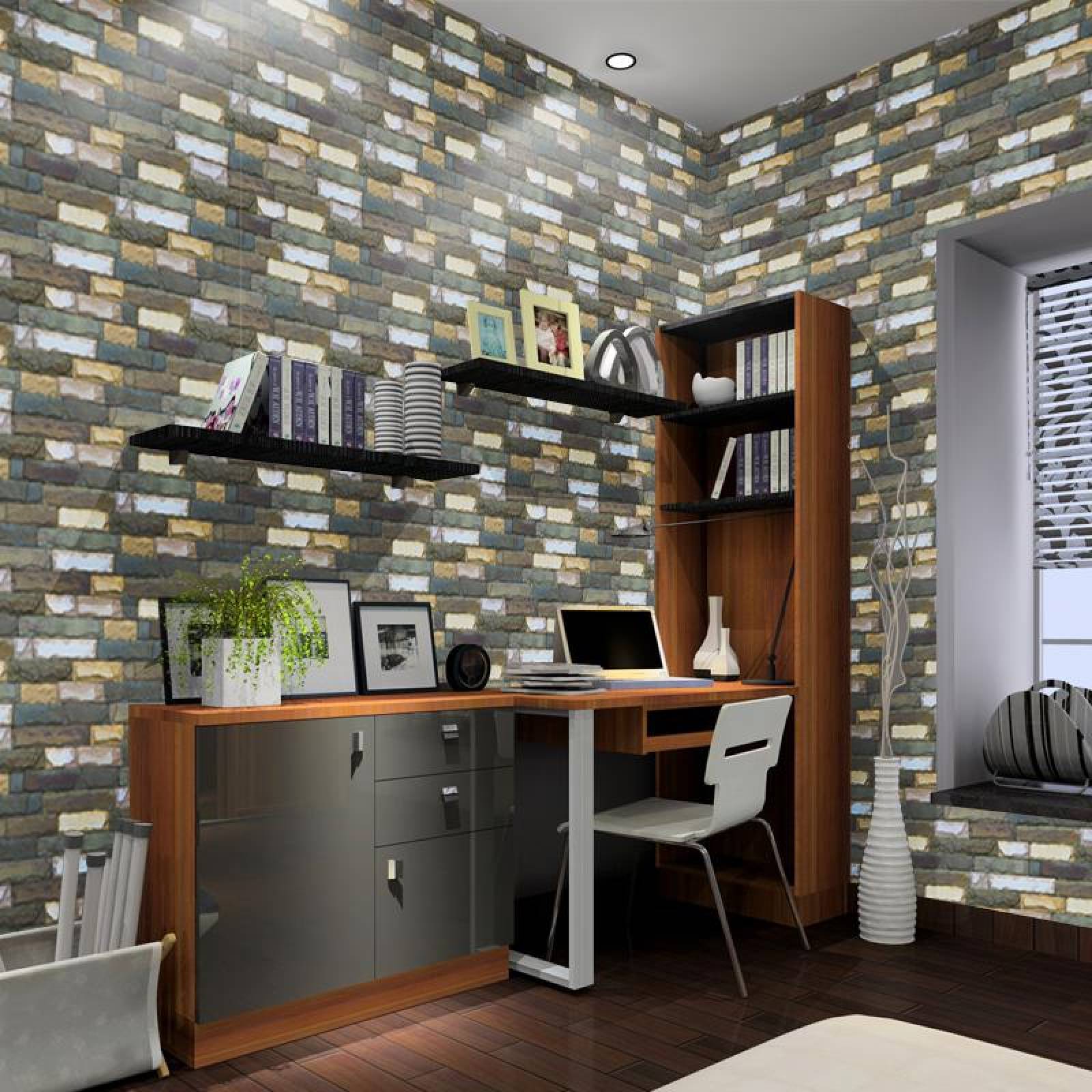 Papel Tapiz Pared Tipo Piedras Ladrillos Vintage Adhesivo