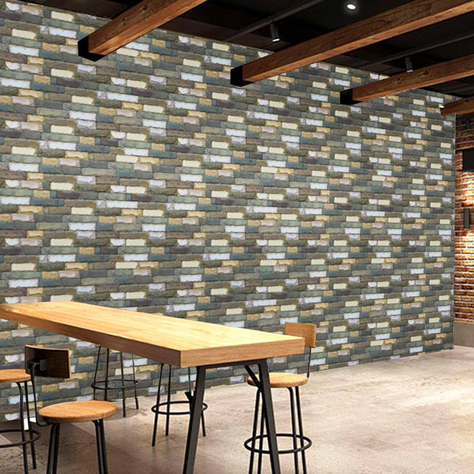 Papel Tapiz Pared Tipo Piedras Ladrillos Vintage Adhesivo
