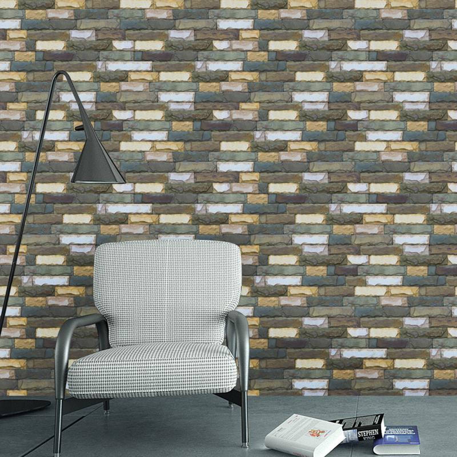 Papel Tapiz Pared Tipo Piedras Ladrillos Vintage Adhesivo