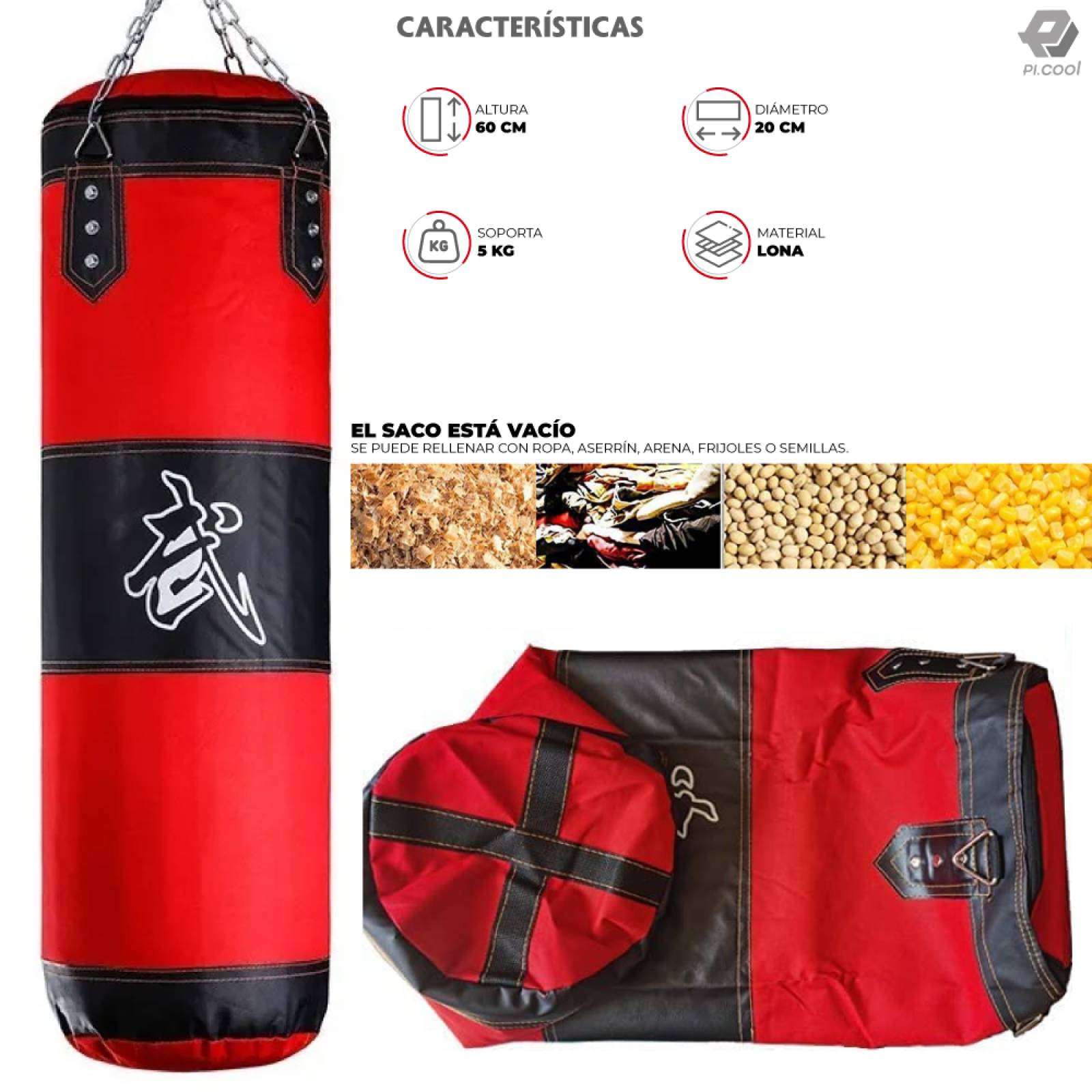 Saco Boxeo Costal Profesional Artes Marciales Uso Rudo JM1733