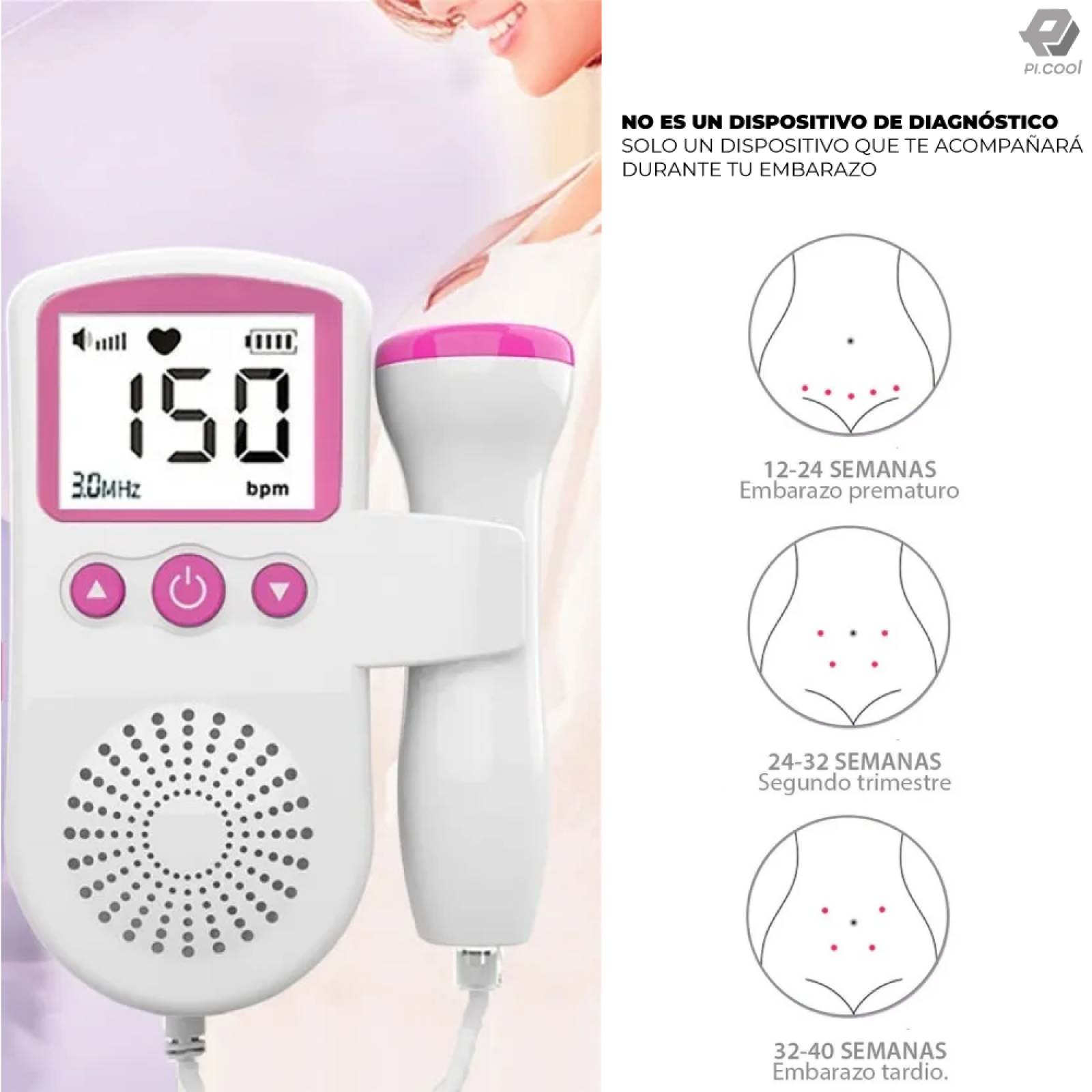 Ultrasonido Portatil Doppler Fetal Latidos De Tu Bebe