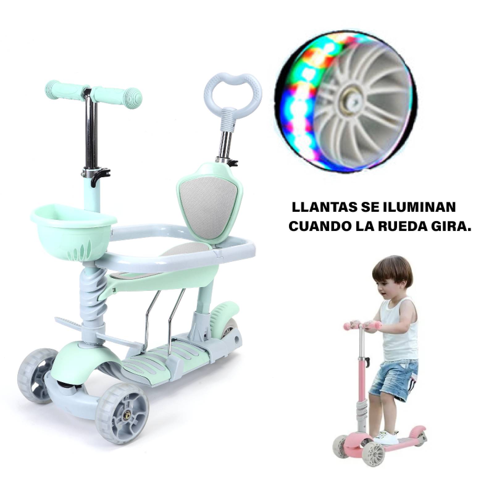 Scooter Patin Infantil Asiento Ajustable 3 Ruedas Con Manija
