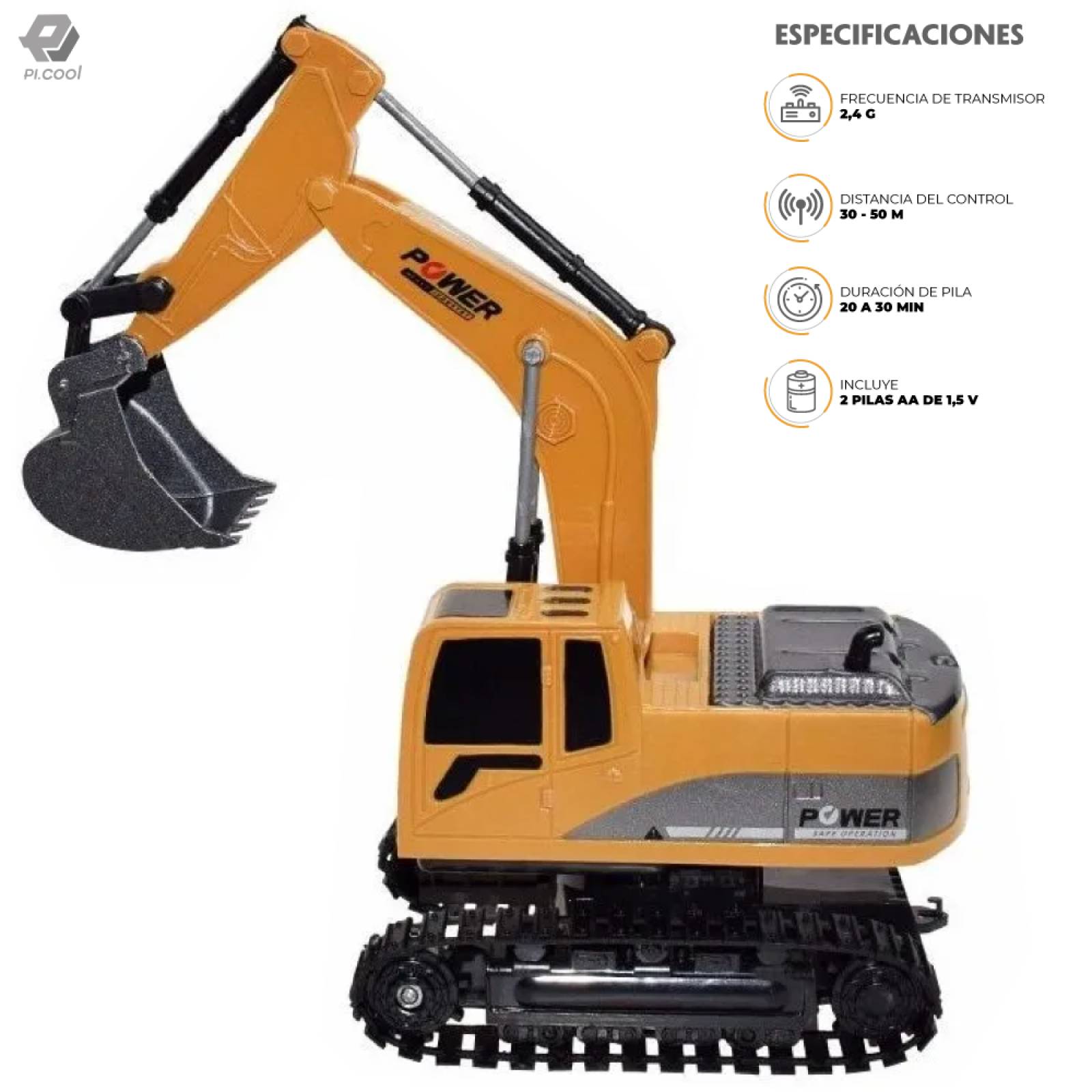 Excavadora Control Remoto Juguete Metal 6 Canales Para Niños