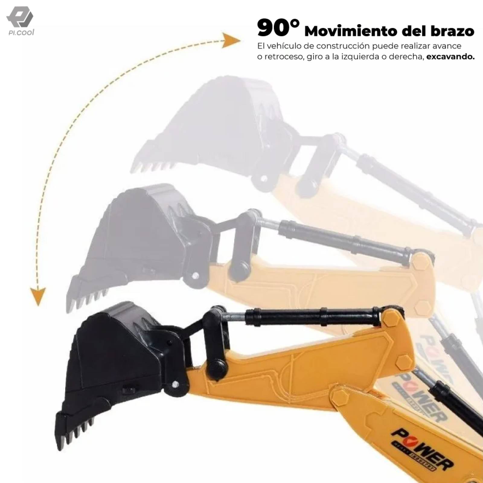 Excavadora Control Remoto Juguete Metal 6 Canales Para Niños