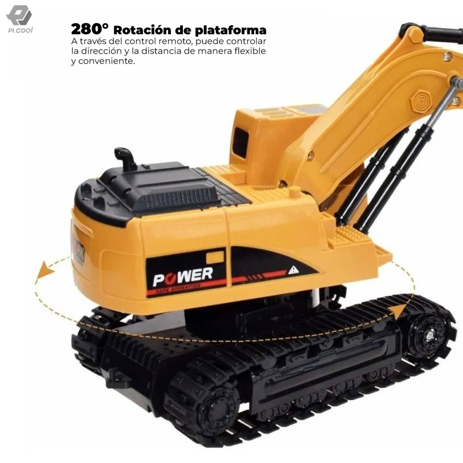 Excavadora Control Remoto Juguete Metal 6 Canales Para Niños