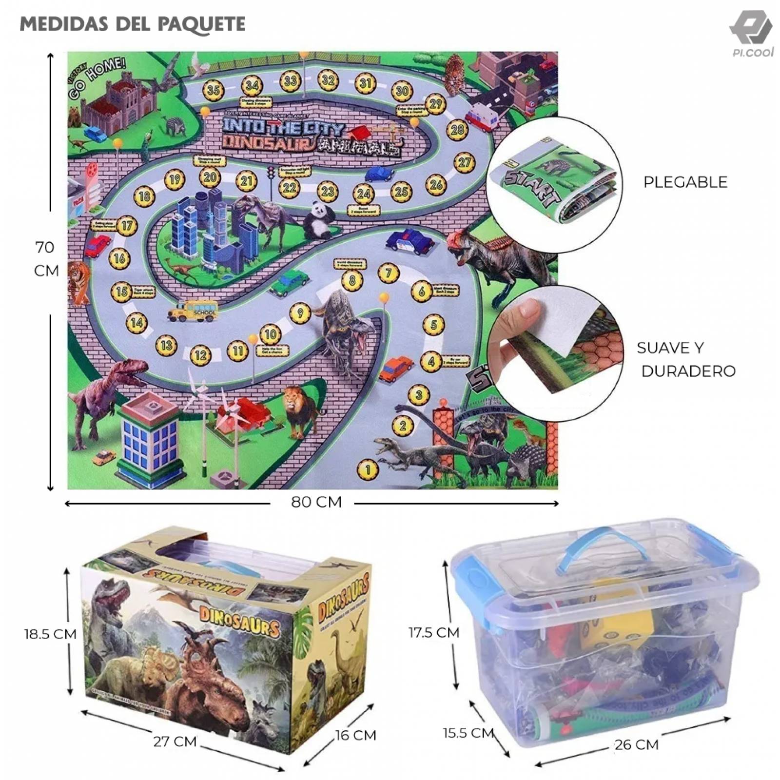 Juguete Dinosaurios Coche Para Niños Con Mapa Arbol Y Tapete