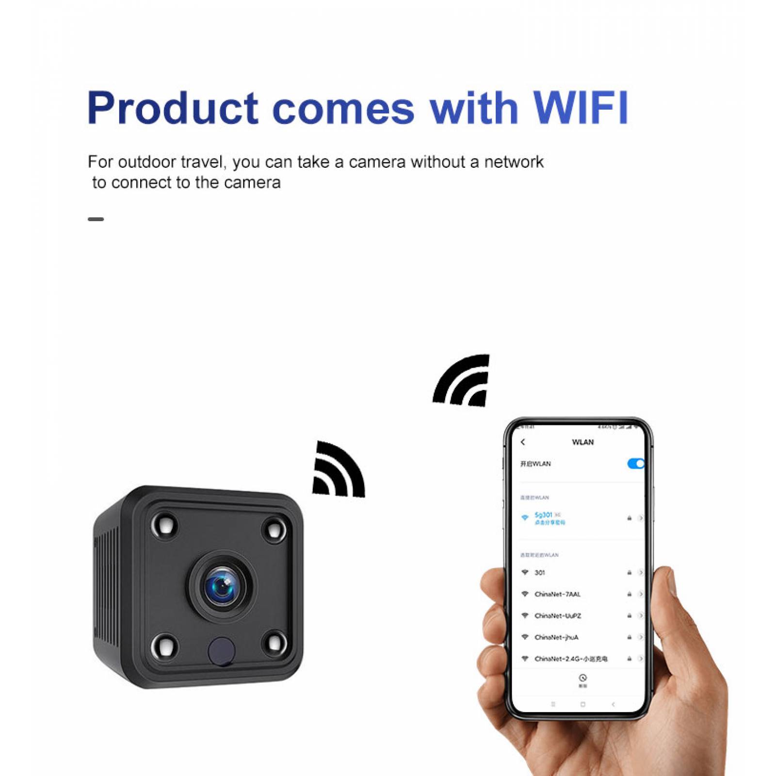 Mini Cámara de Vigilancia Portatil Cuadrada Negro JM2054