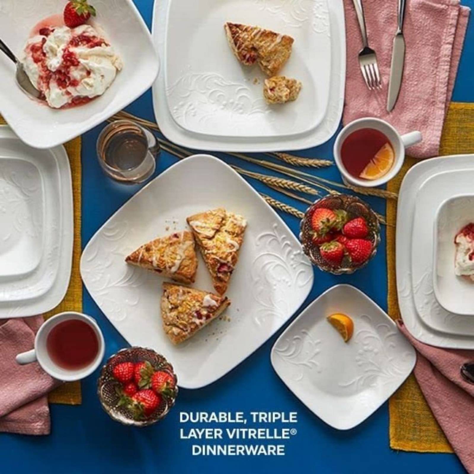 Set Vajilla Corelle Cherish 16pz Blanco