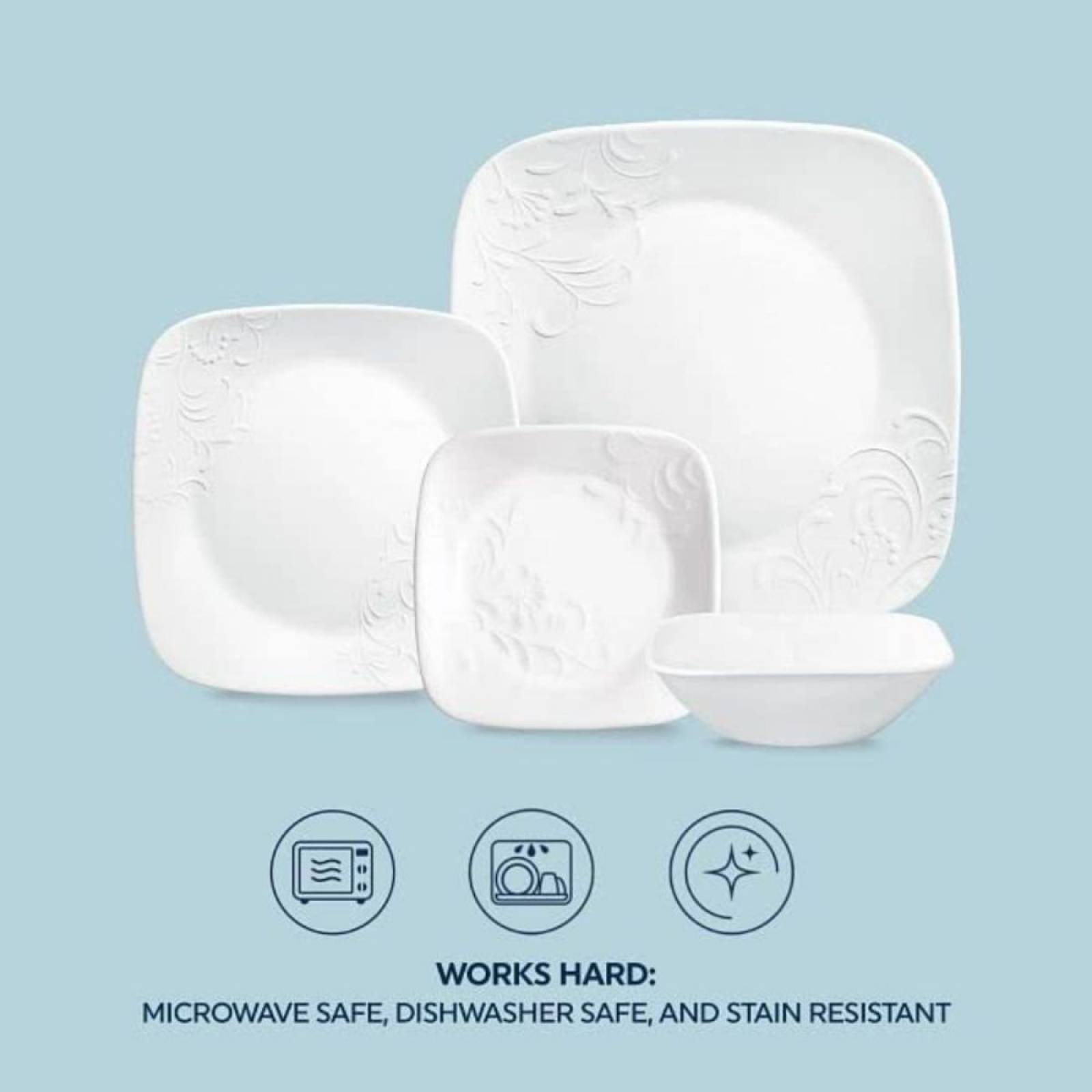 Set Vajilla Corelle Cherish 16pz Blanco