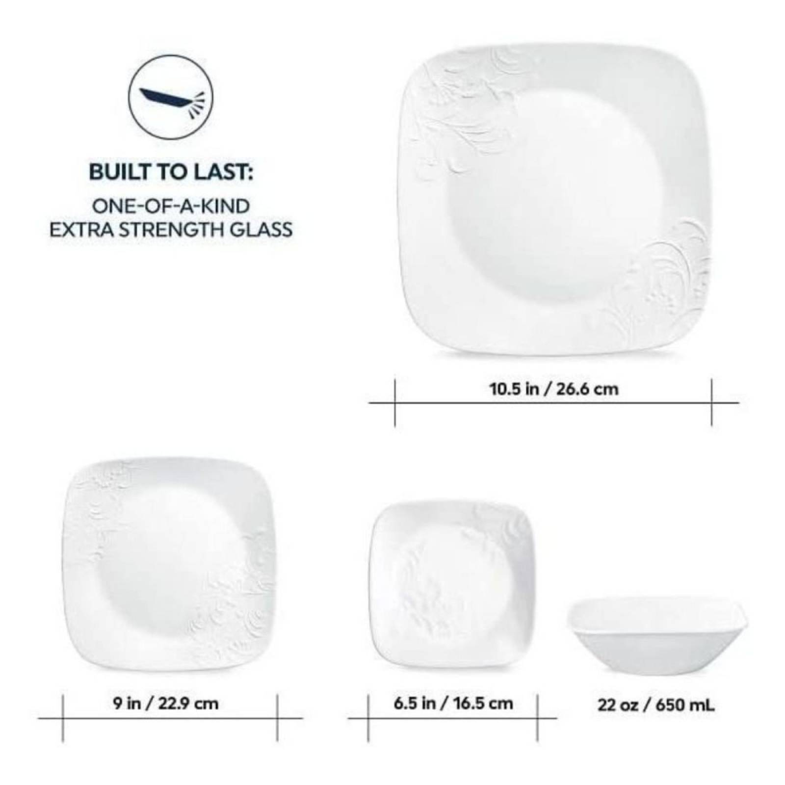 Set Vajilla Corelle Cherish 16pz Blanco