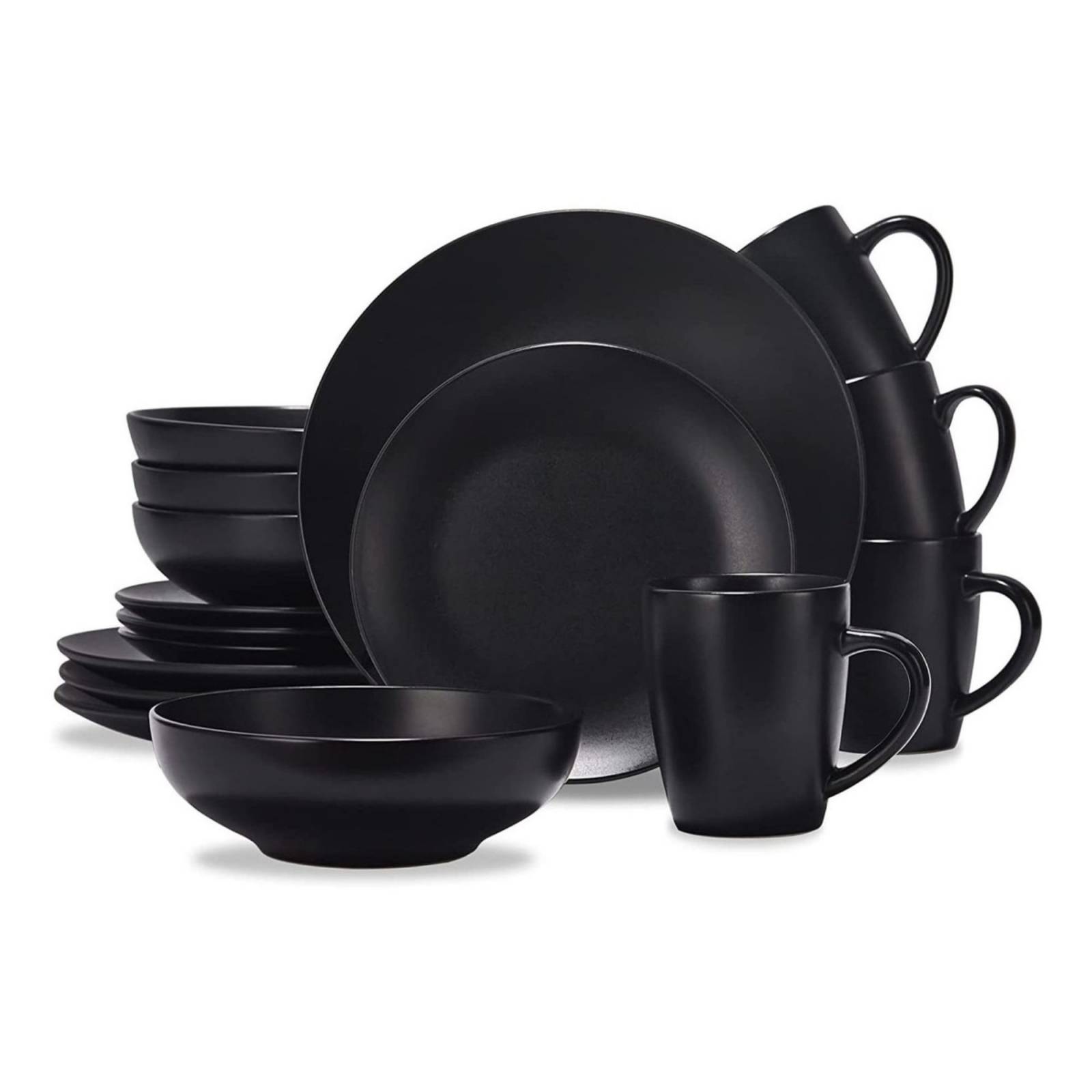 Set Vajilla Negra Mate Creativeland 16 Piezas