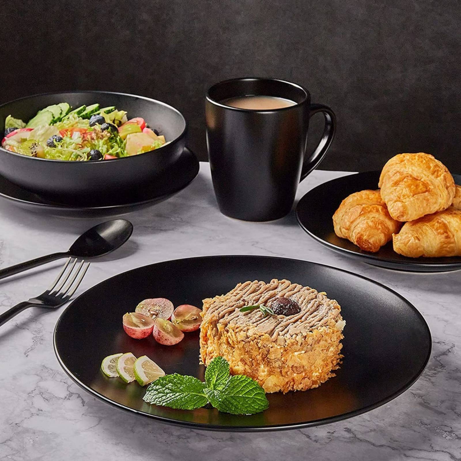 Set Vajilla Negra Mate Creativeland 16 Piezas